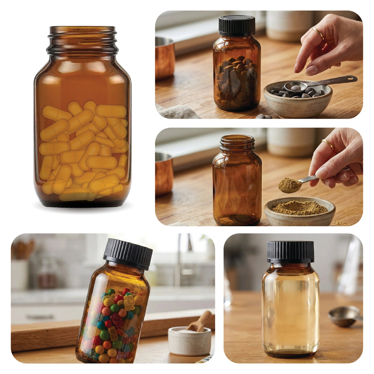 100ml Amber Glass Bottle with Black Cap