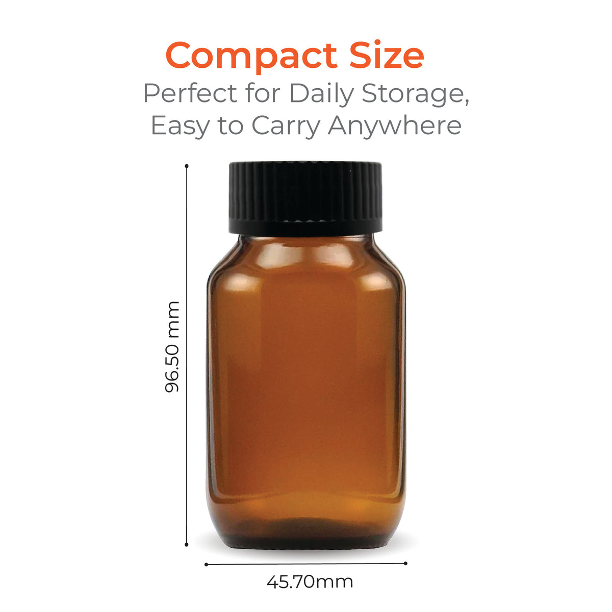 100ml Amber Glass Bottle with Black Cap