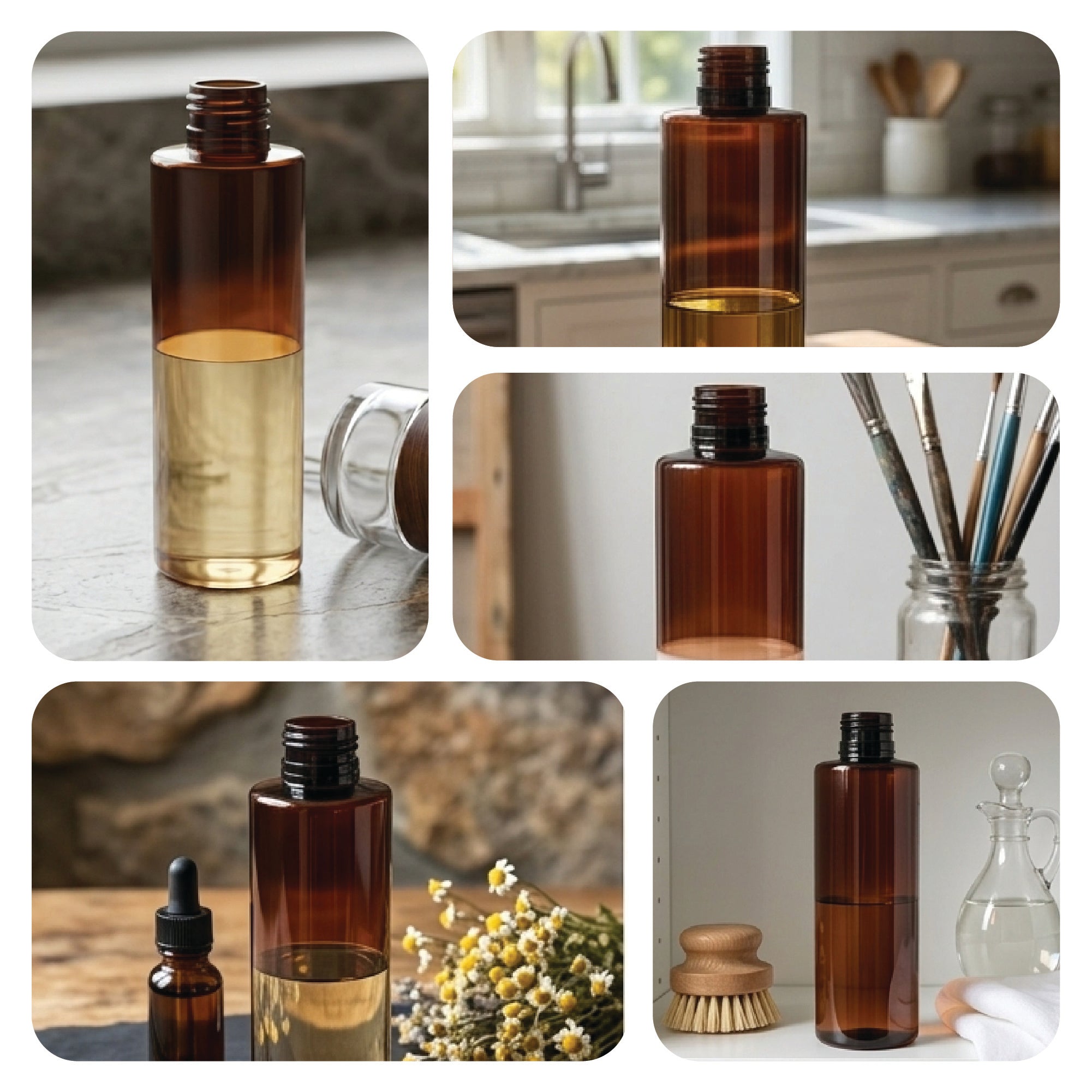 200ml Amber Pet Cylinder Round Bottle - 24mm Neck Size without Cap