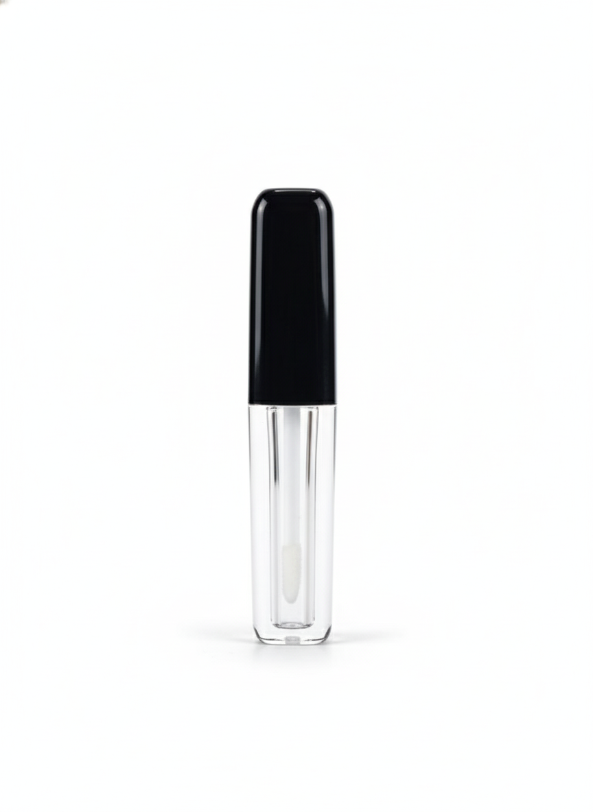 2ml Square Type Clear Liquid Lipstick Container with UV Black Cap and Stopper