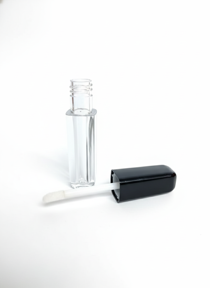 2ml Square Type Clear Liquid Lipstick Container with UV Black Cap and Stopper