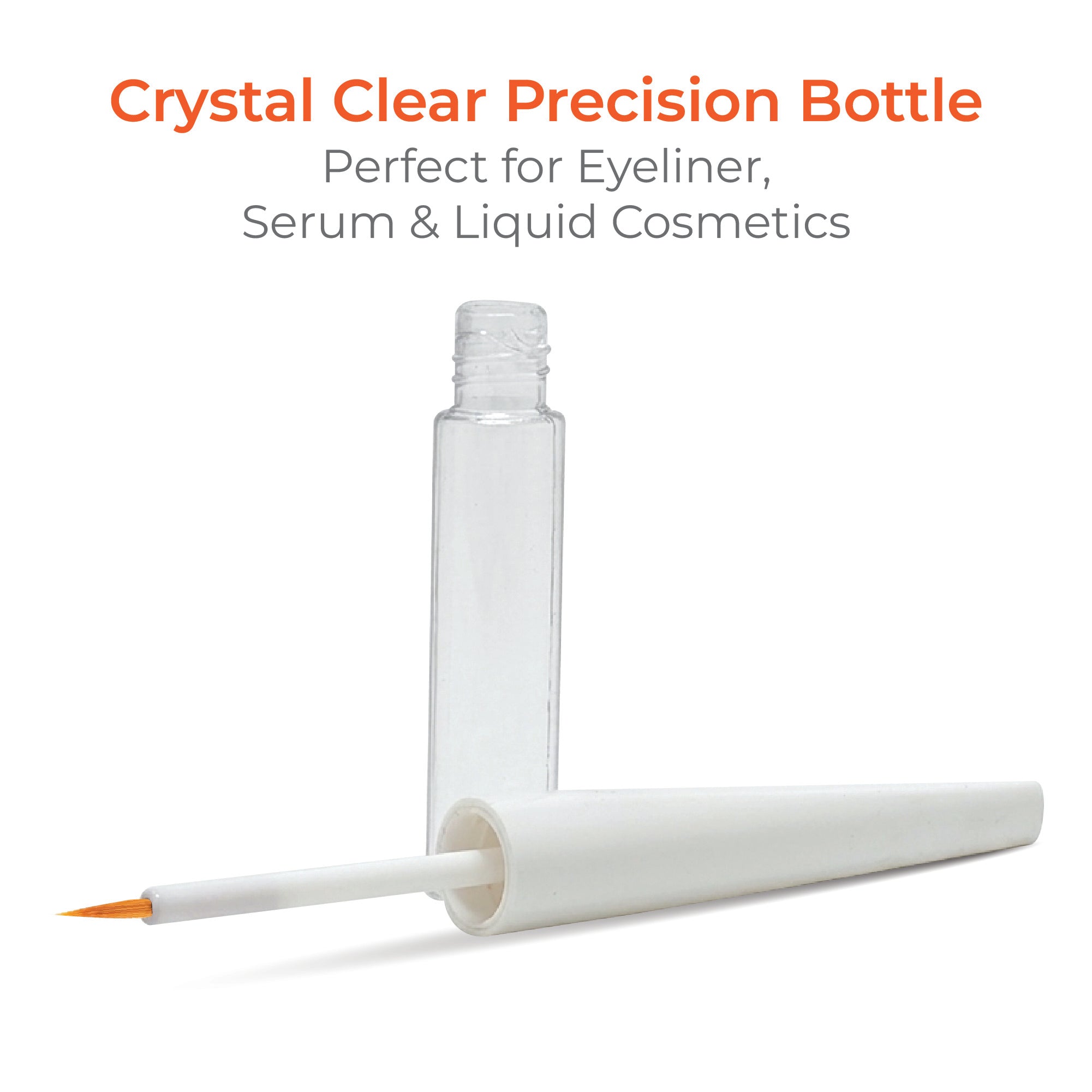 4ml Clear Round Eyeliner Bottle with Long Square White Cap