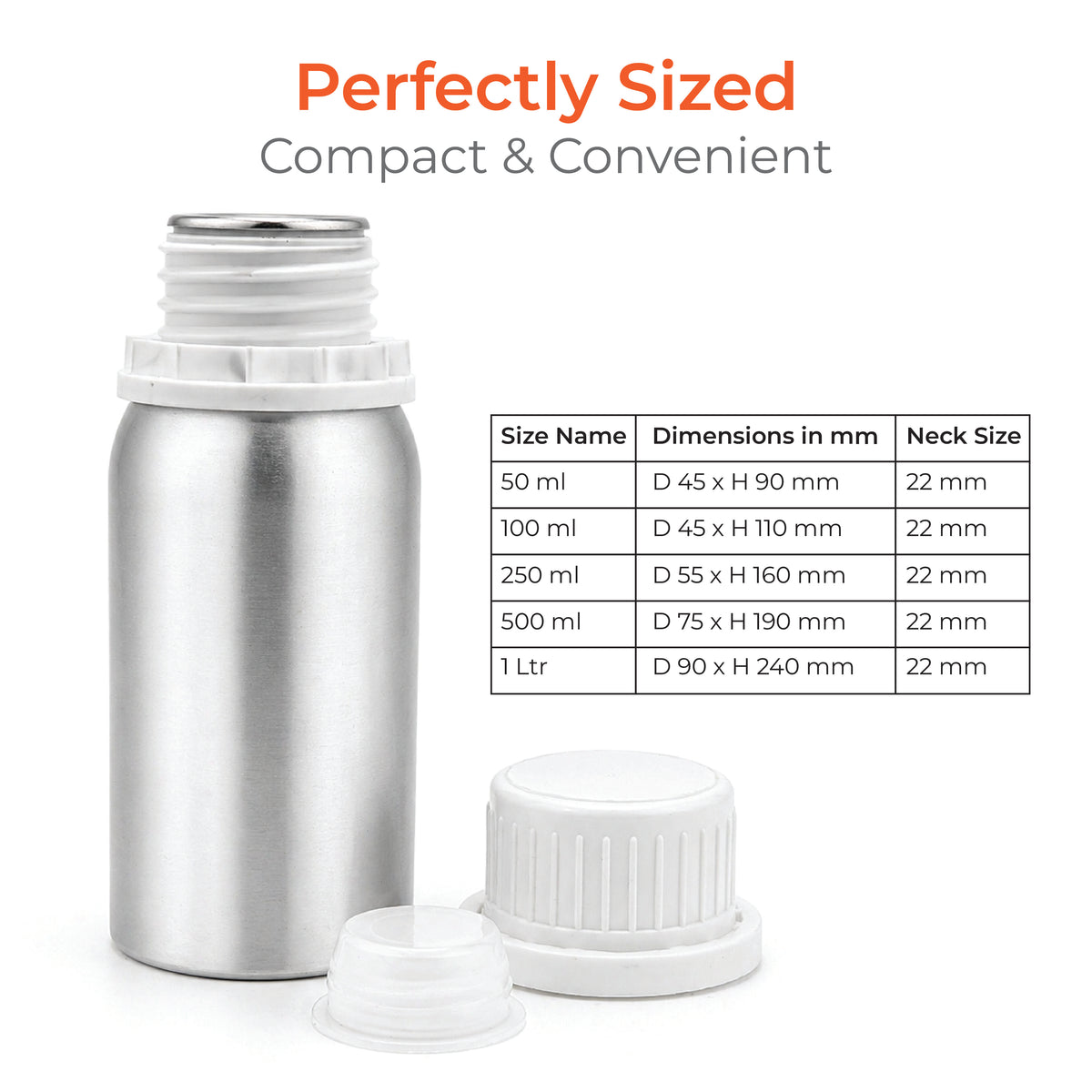 Aluminum Bottle with Cap and Inner Plug