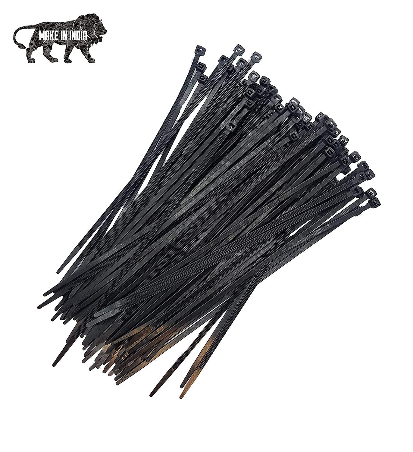 Nylon Self Locking Cable Ties / Zip Ties (Black) 250mm - 10 Inch