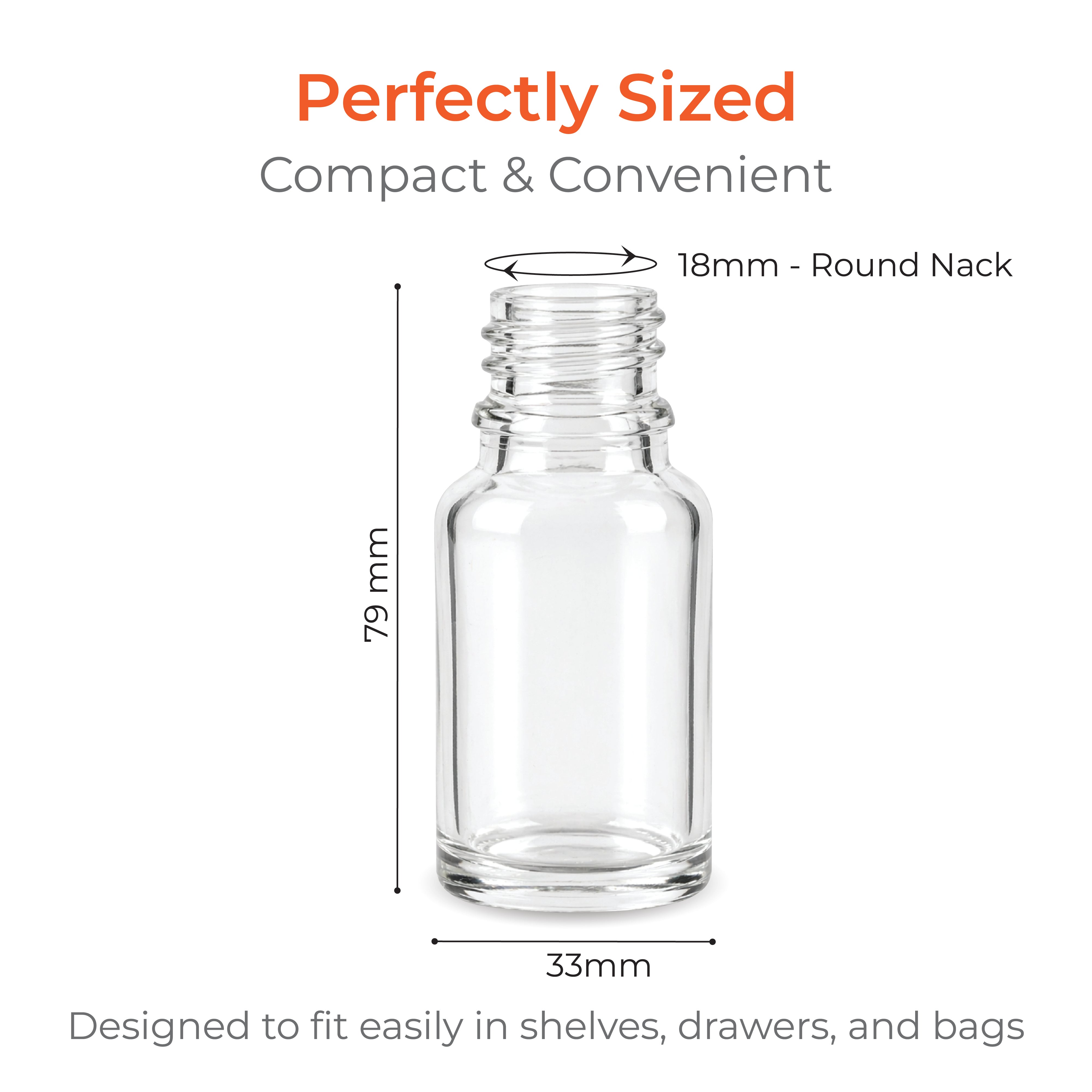Clear Dropper Glass Bottle 18mm Neck Size