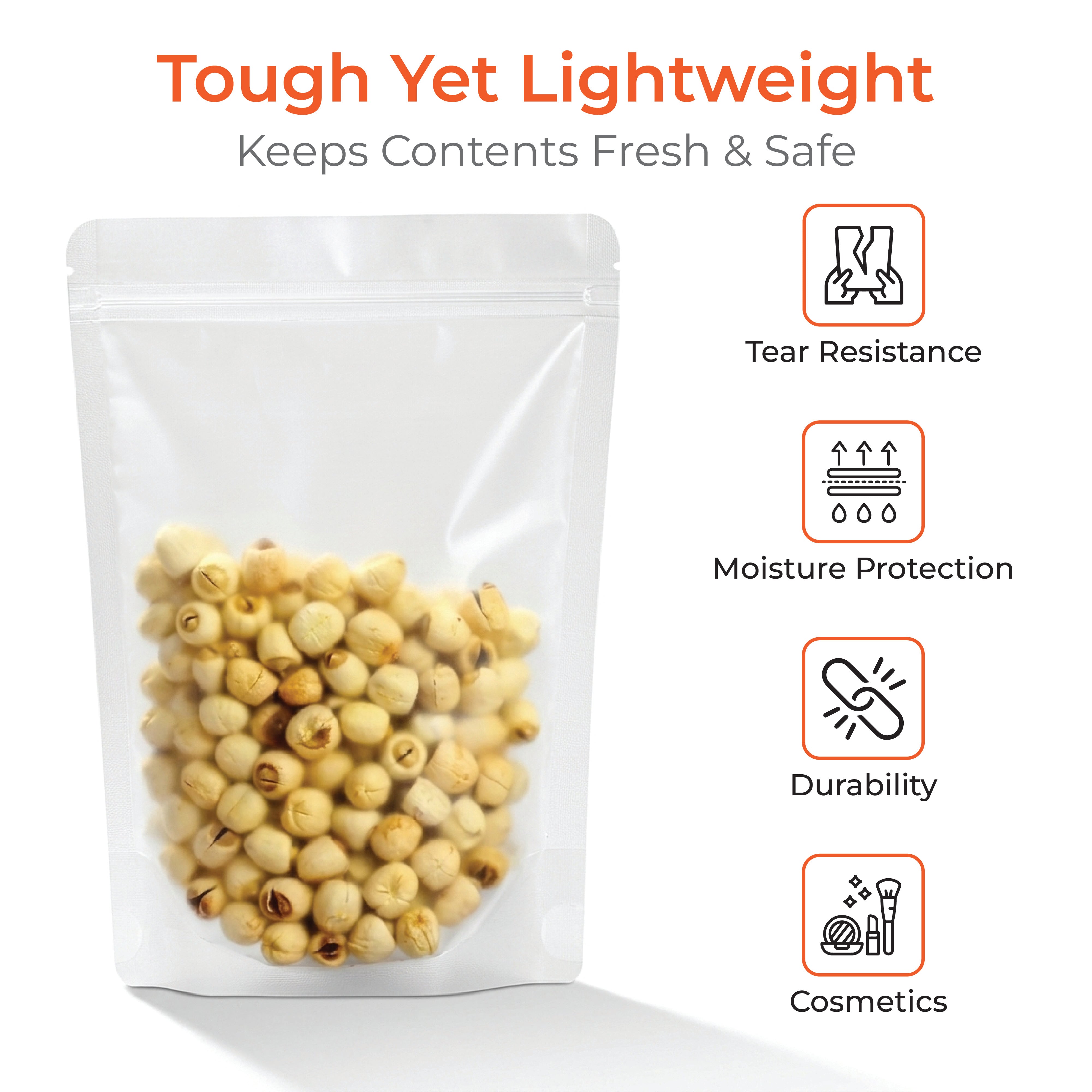 Frosted Translucent Stand Up Pouch with Zipper
