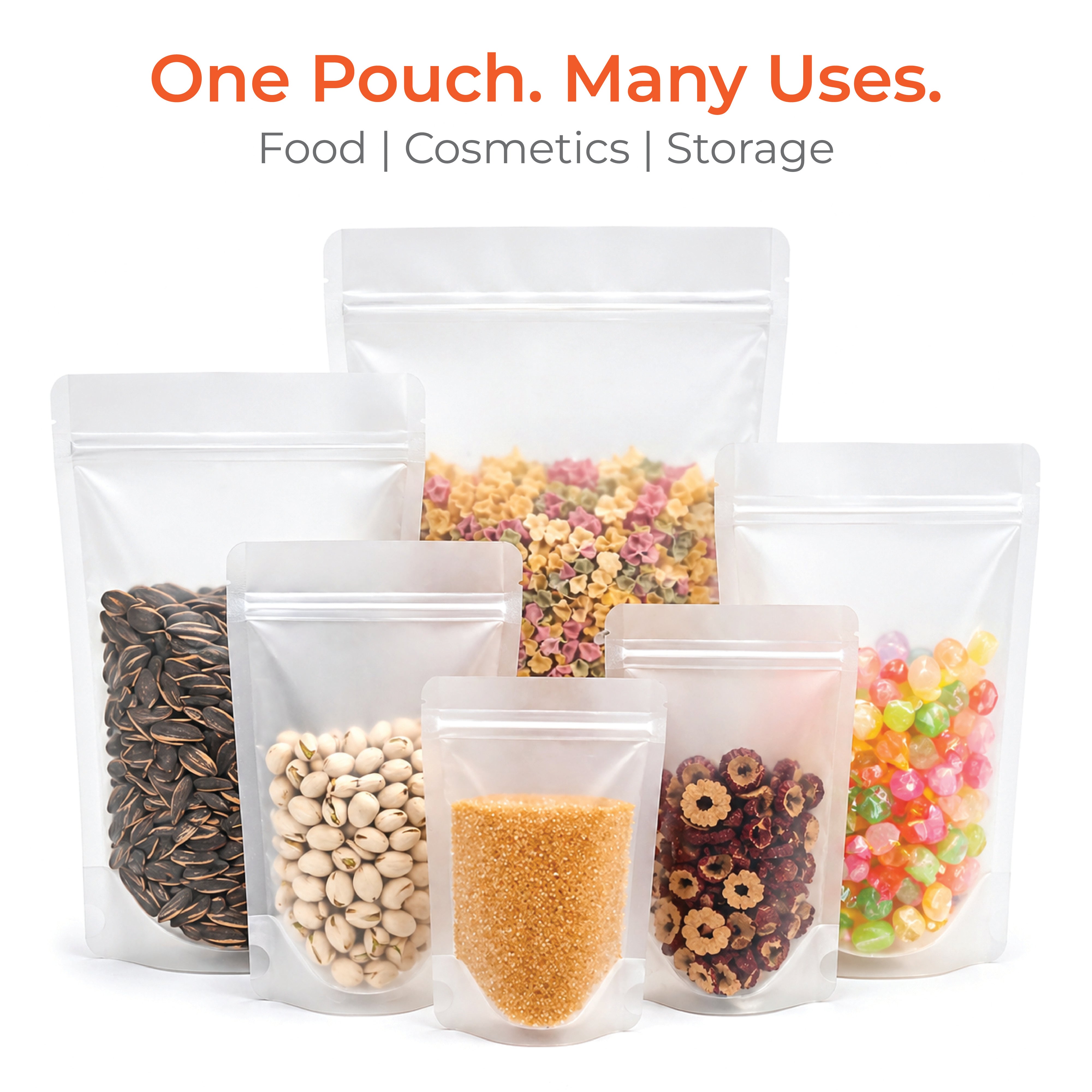 Frosted Translucent Stand Up Pouch with Zipper
