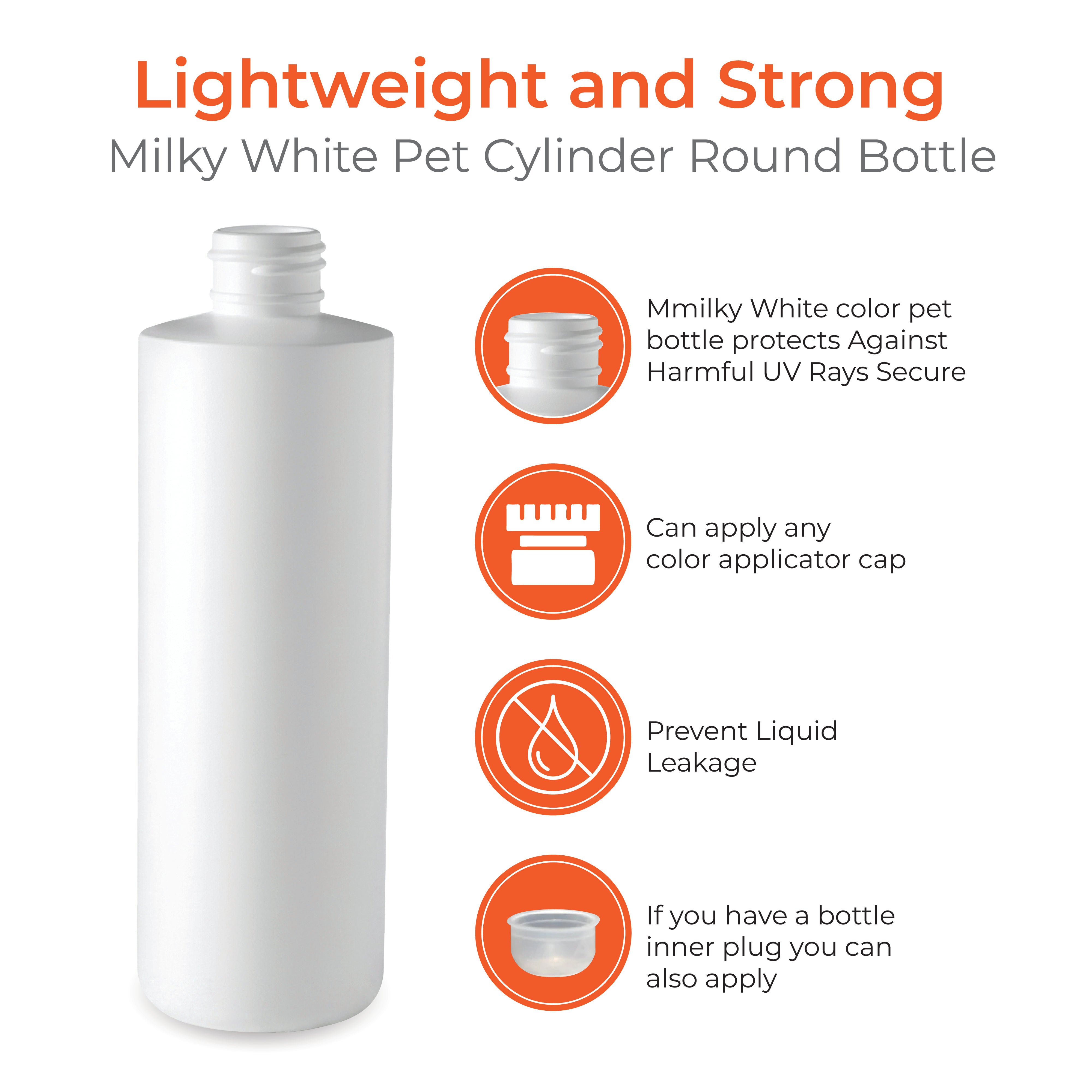 200ml Empty Milky White PET Plastic Bottle for Shampoo, Lotion & Serum Packaging