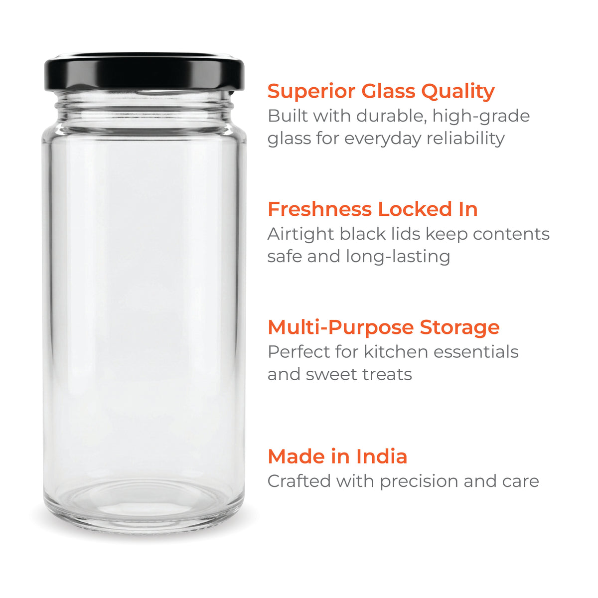 250ml Bamboo Glass Jar with 53mm Lug Cap