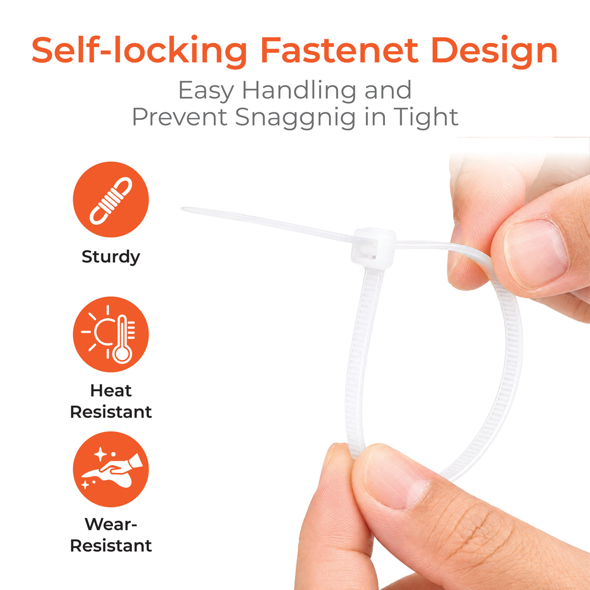 Nylon Self Locking Cable Ties / Zip Ties (White) 150mm - 6 Inch