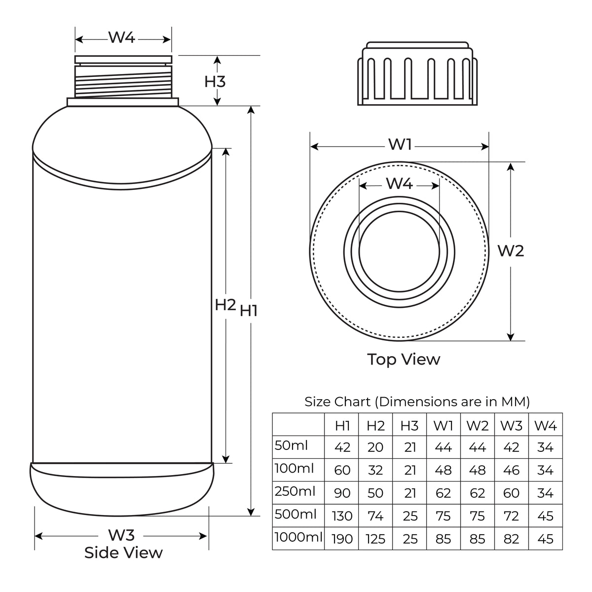 HDPE Empty Bottle With Cap, Inner Plug, and Induction Seal