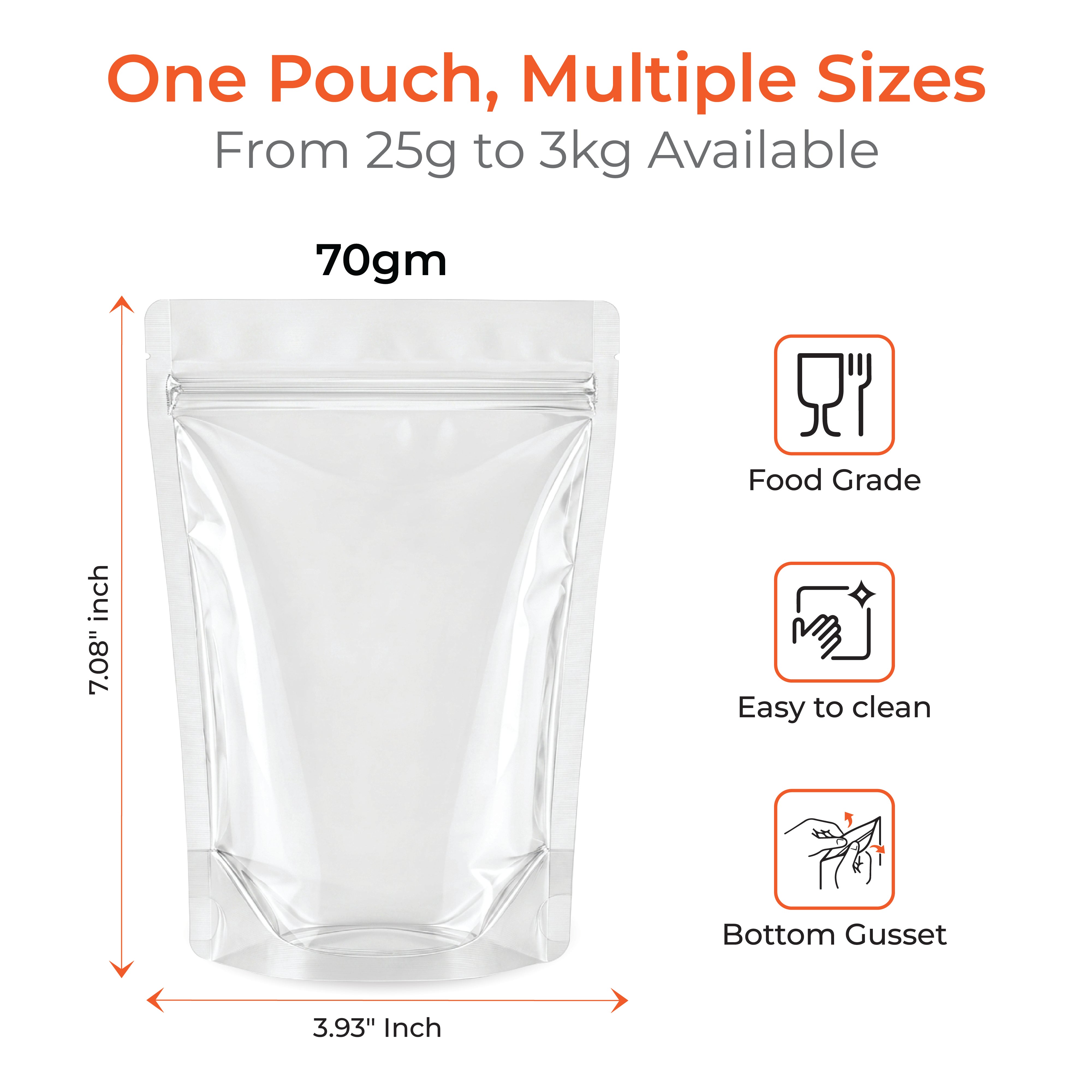 Transparent / Clear Stand Up Zipper Pouch