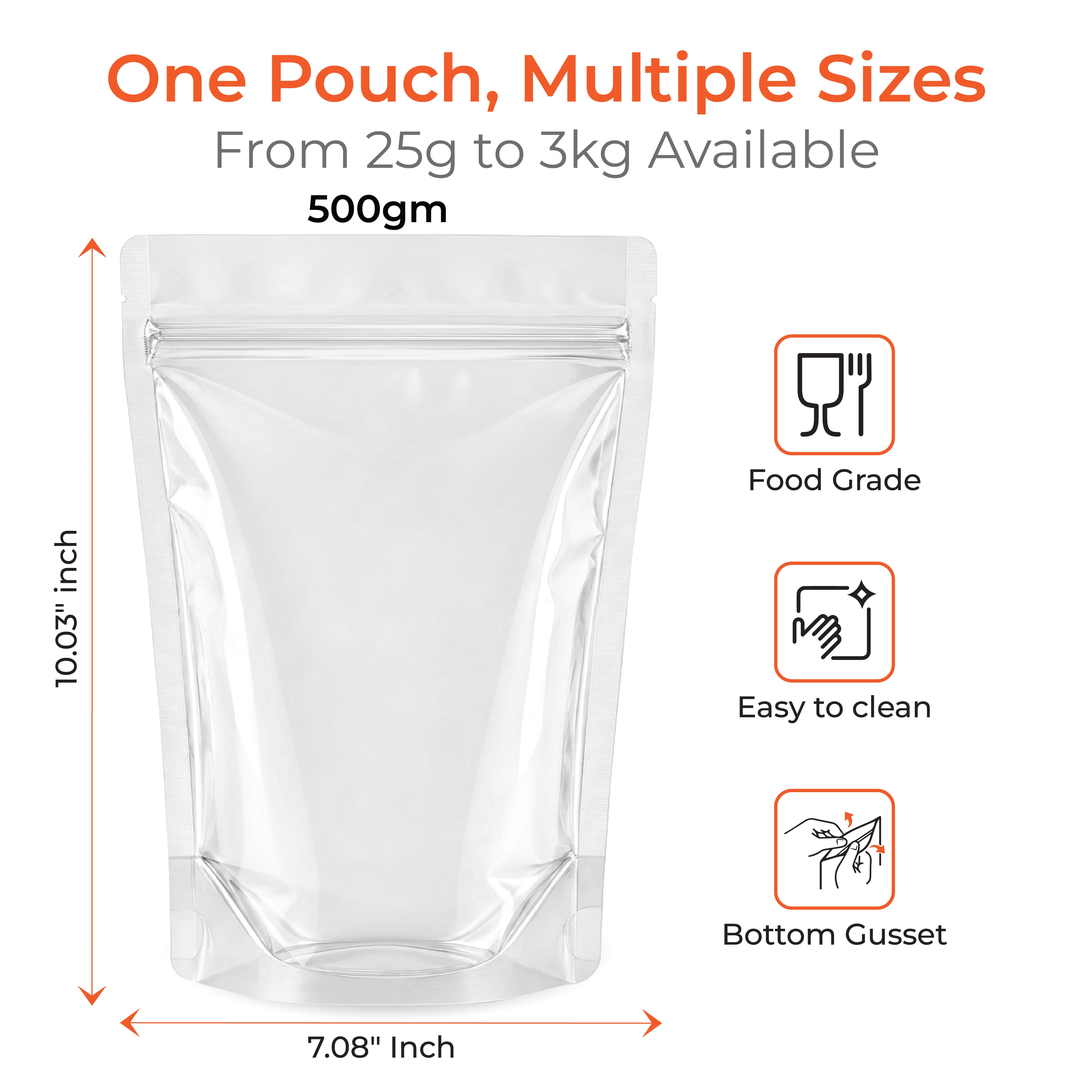 Transparent / Clear Stand Up Zipper Pouch