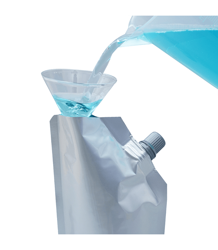 Corner Spout Pouch 10mm Neck - Filling From Pouch