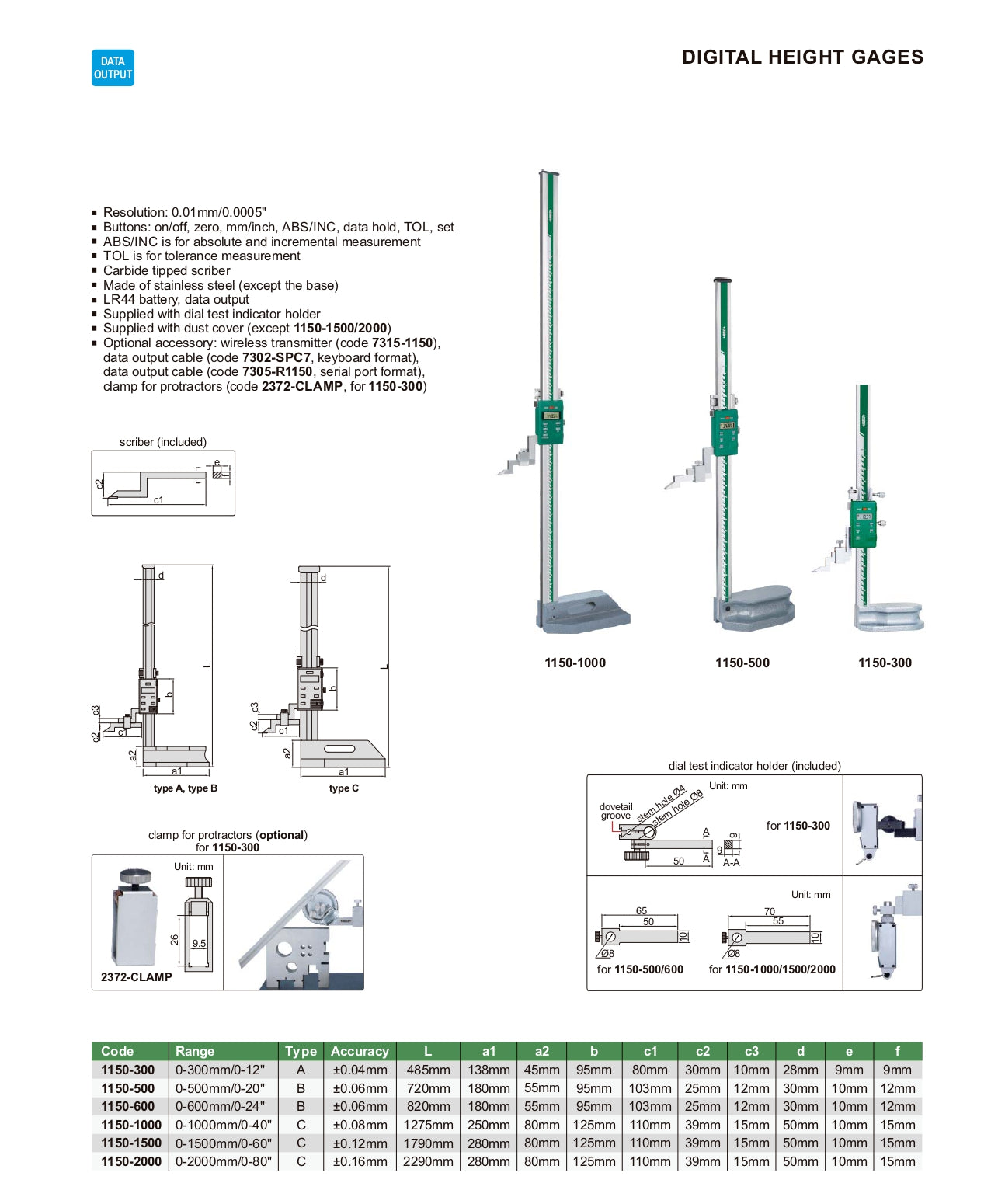 INSIZE Digital Height Gage - Economic Type 1150
