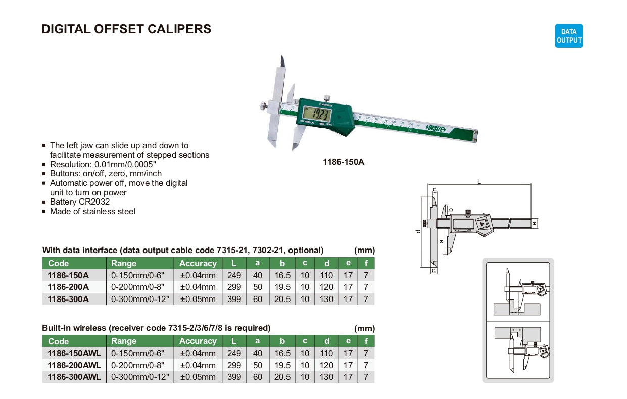 INSIZE Digital offset Caliper 1186