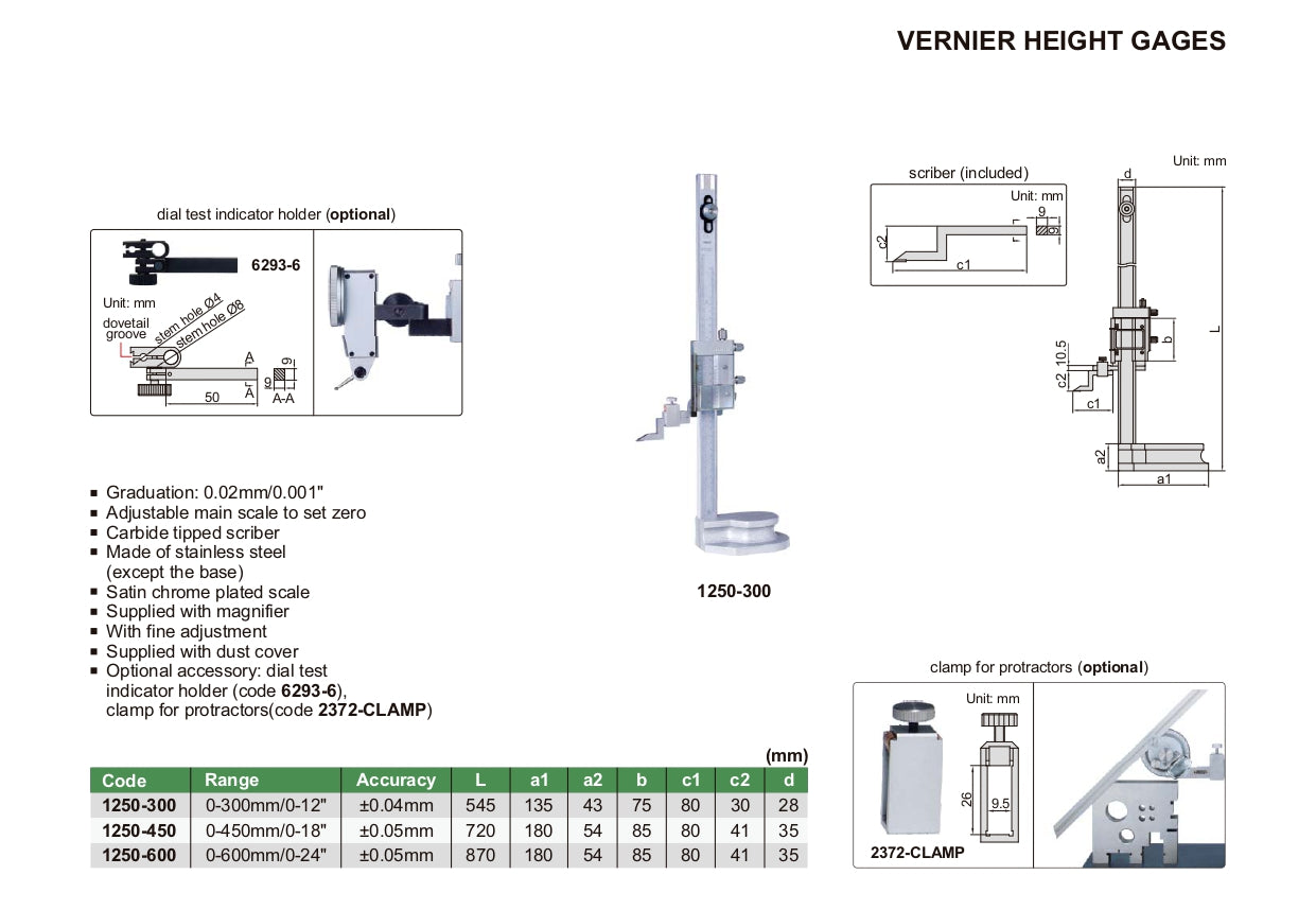 INSIZE Vernier Height Gage 1250