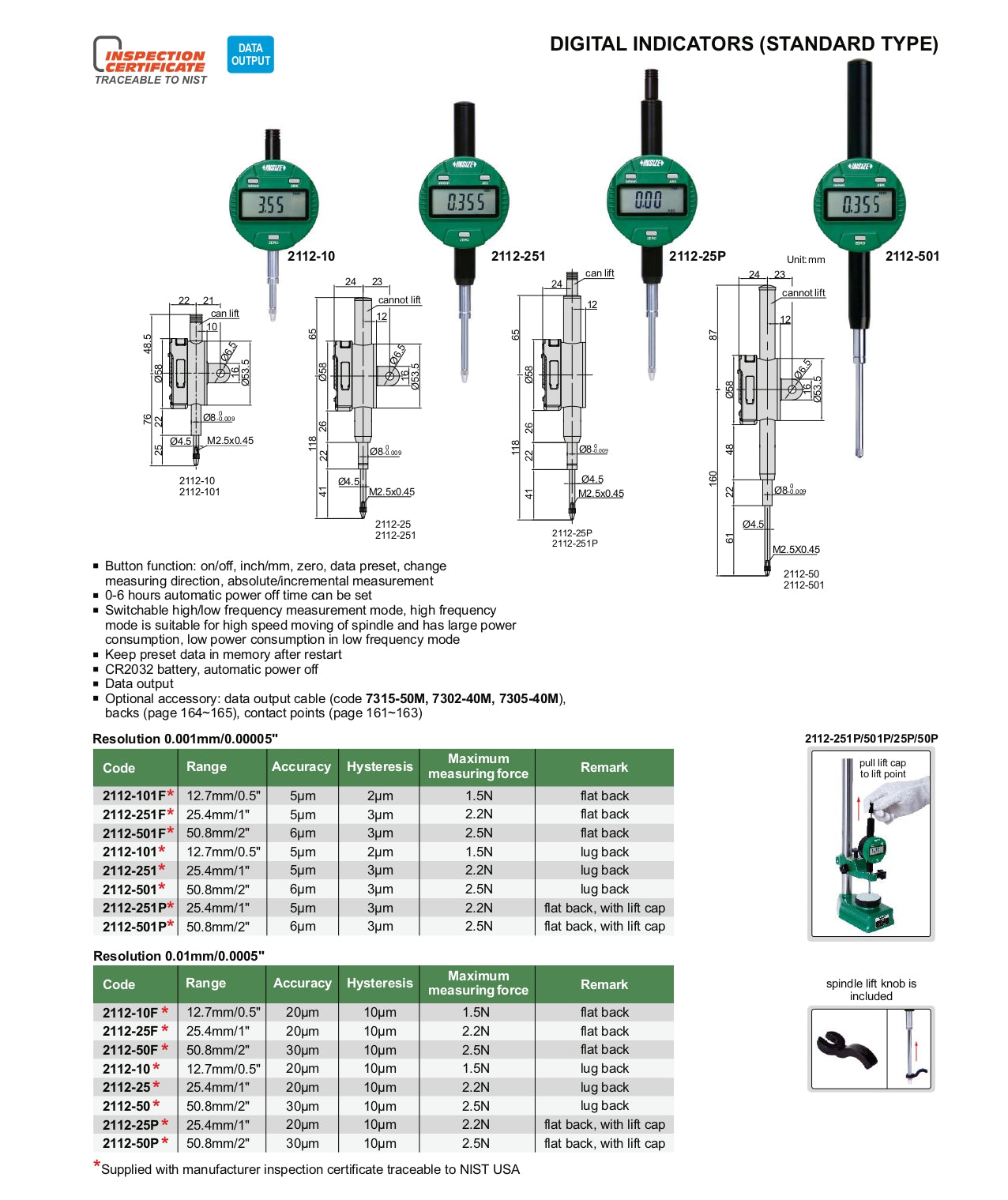 INSIZE Digital Indicators - Standard Type 2112