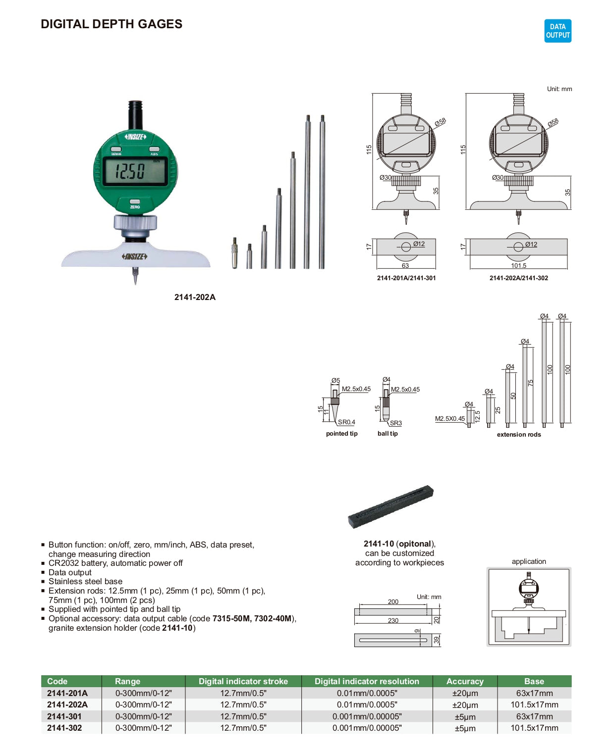 INSIZE Digital Depth Gage 2141