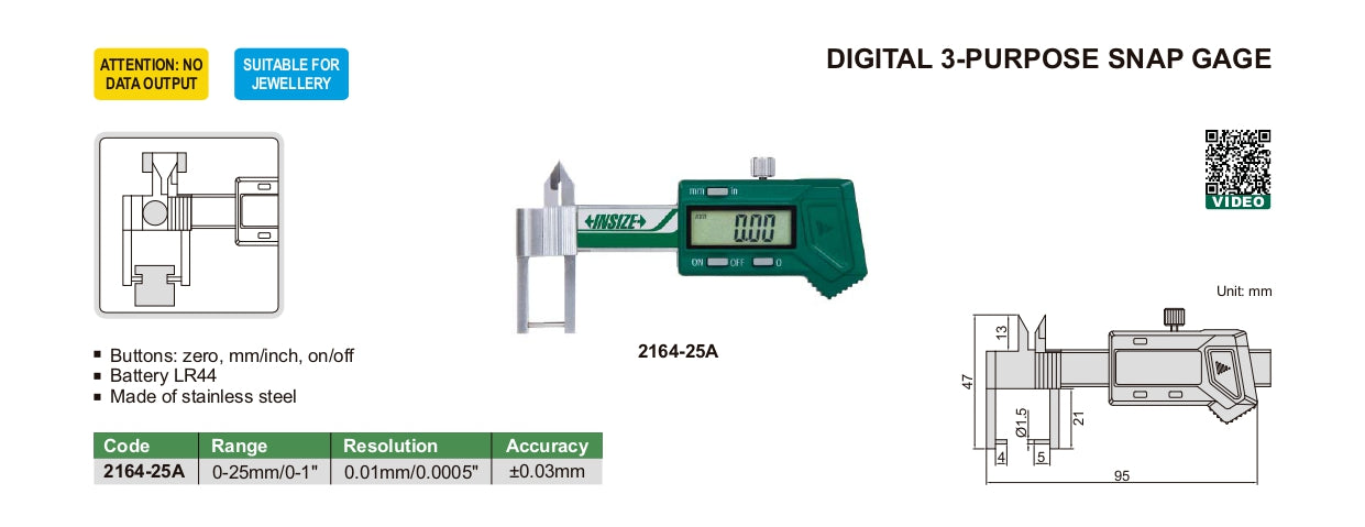 INSIZE Digital 3-Purpose Snap Gage