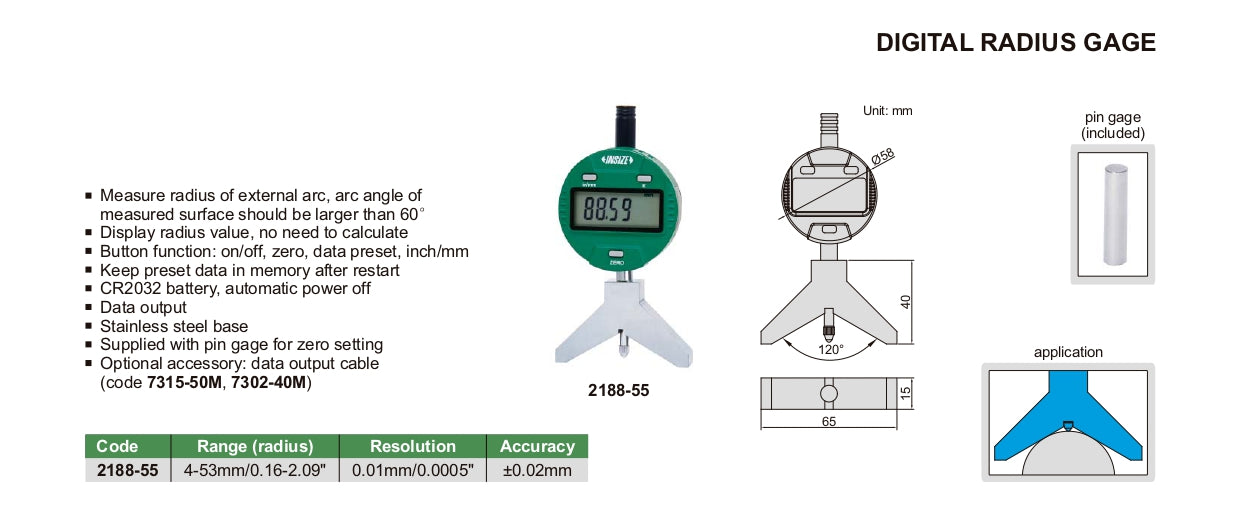 INSIZE Digital Radius Gage 2188
