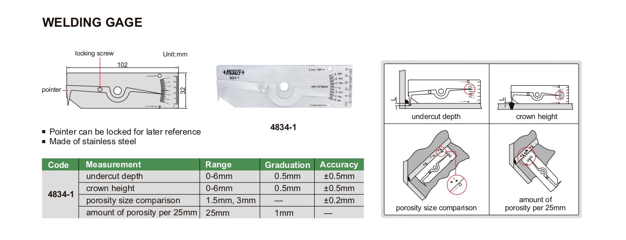 INSIZE Welding Gage 4834-1