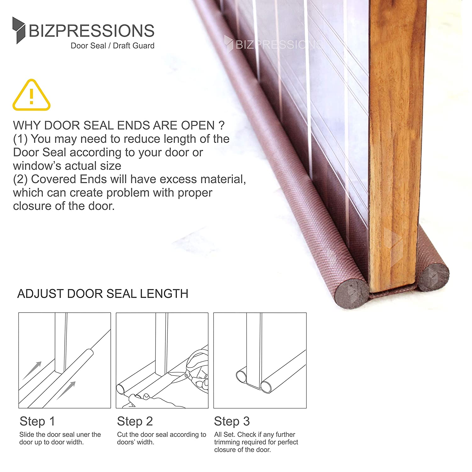 Door Seal, Twin Draught Guard / brown / Up to 42 Inch