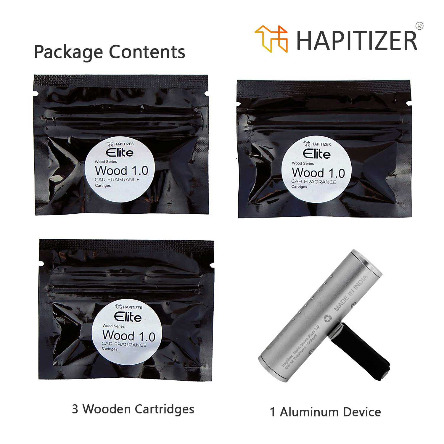 HAPITIZER Car Air freshener Aluminum Body, Silver