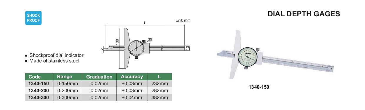 INSIZE Dial Depth Gauge / Gage 1340