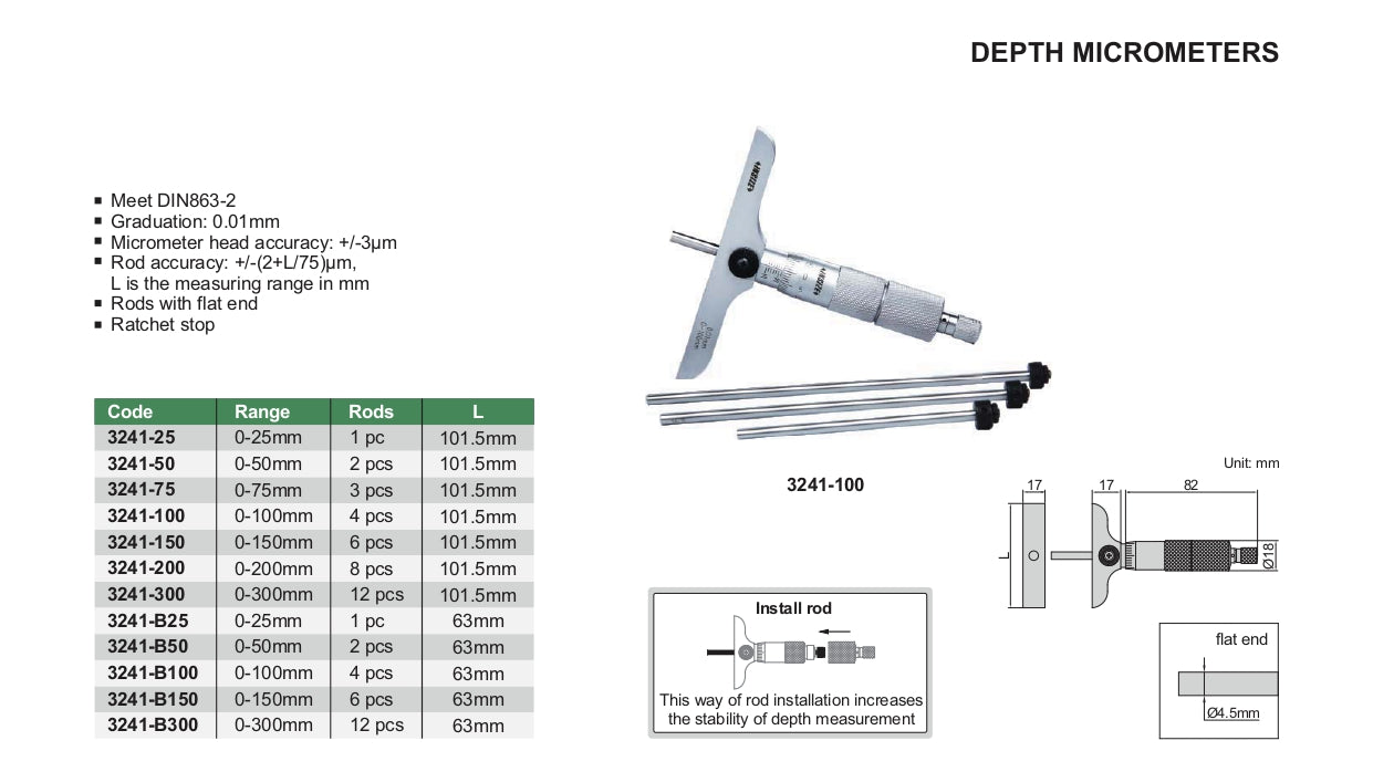 INSIZE Depth Micrometer 3241