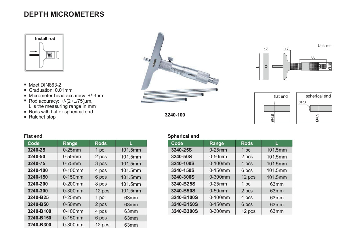 INSIZE Depth Micrometer 3240