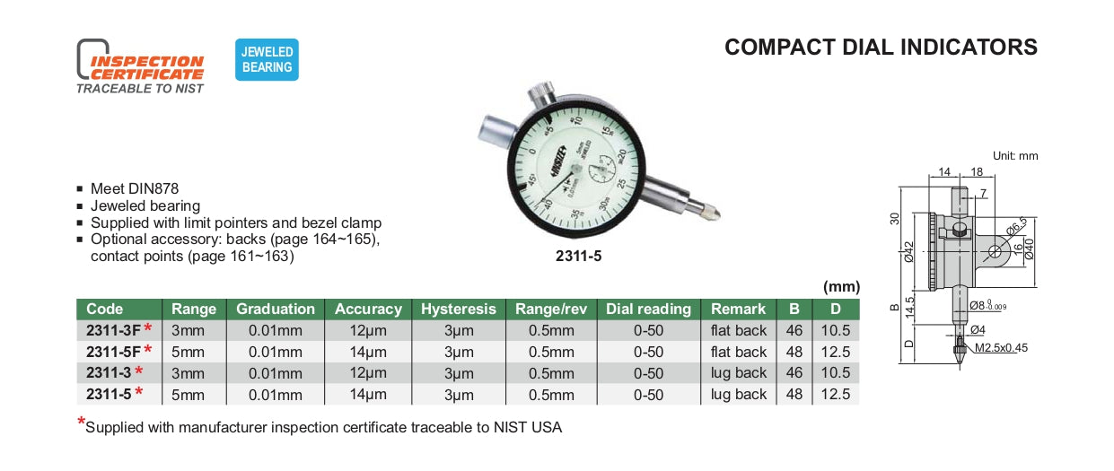 INSIZE Dial Indicator - Compact