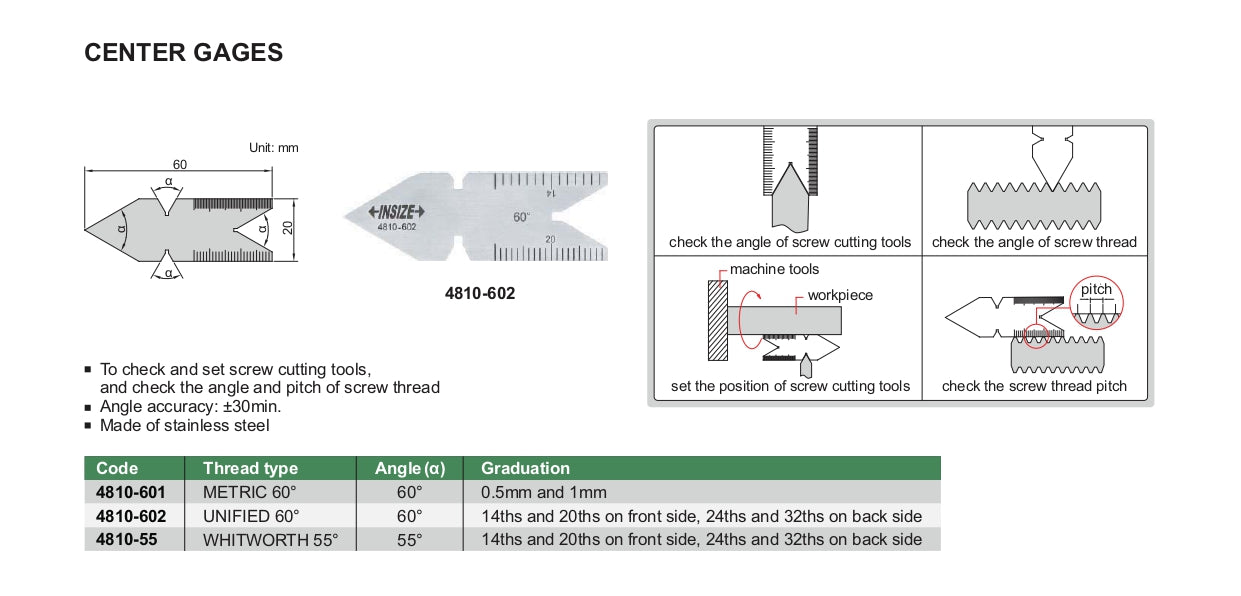 INSIZE Center Gauge / Gage