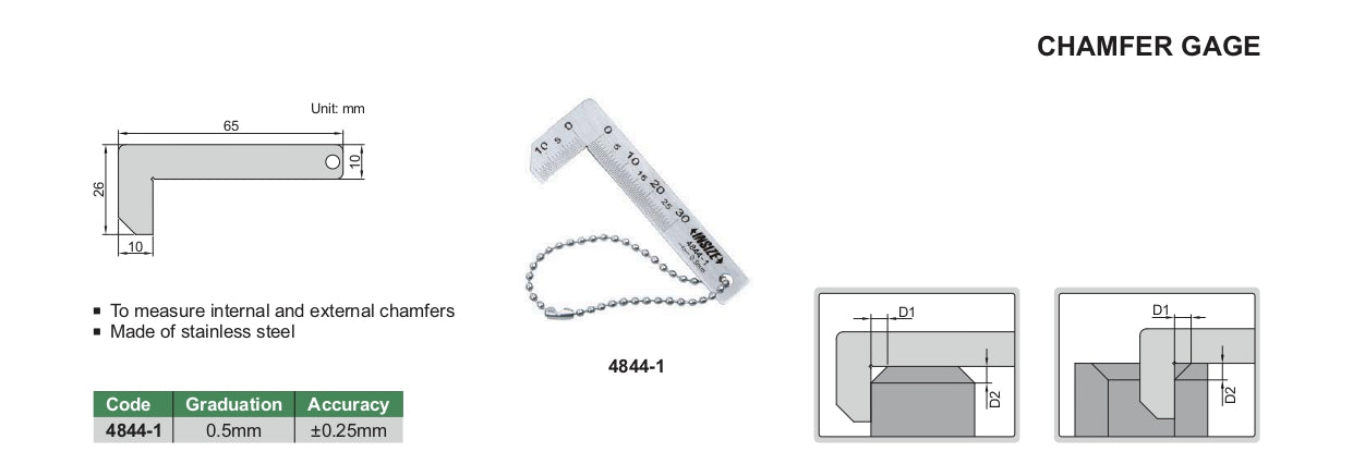 INSIZE Chamfer Gauge / Gage 4844-1