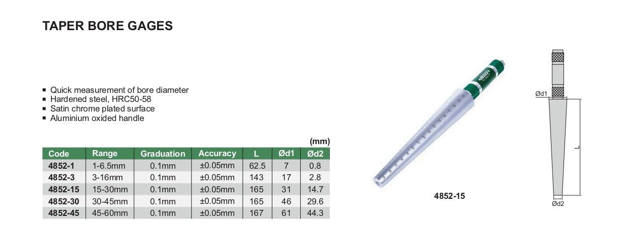 INSIZE Cone Bore Gauge / Gage