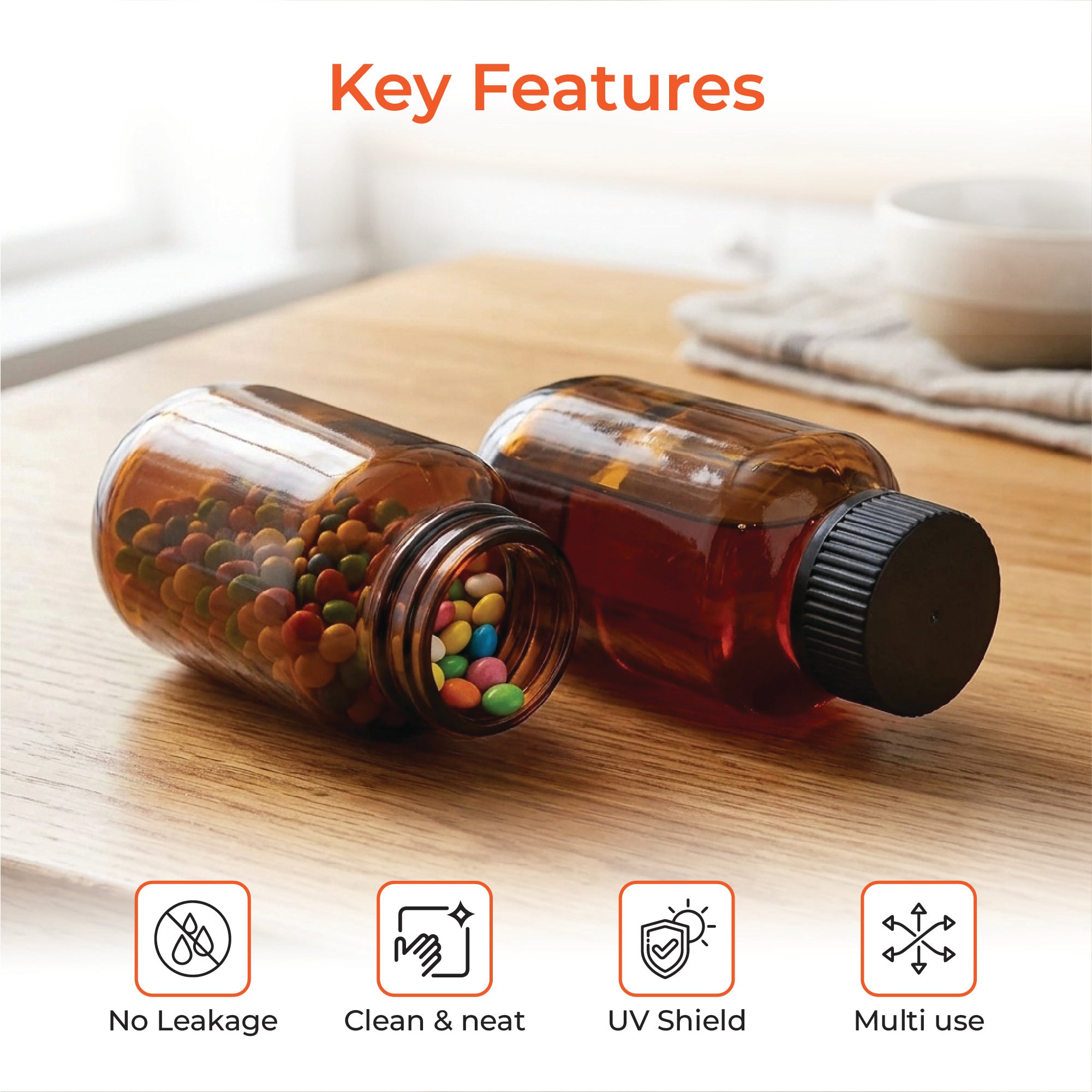 100ml Amber Glass Bottle with Black Cap