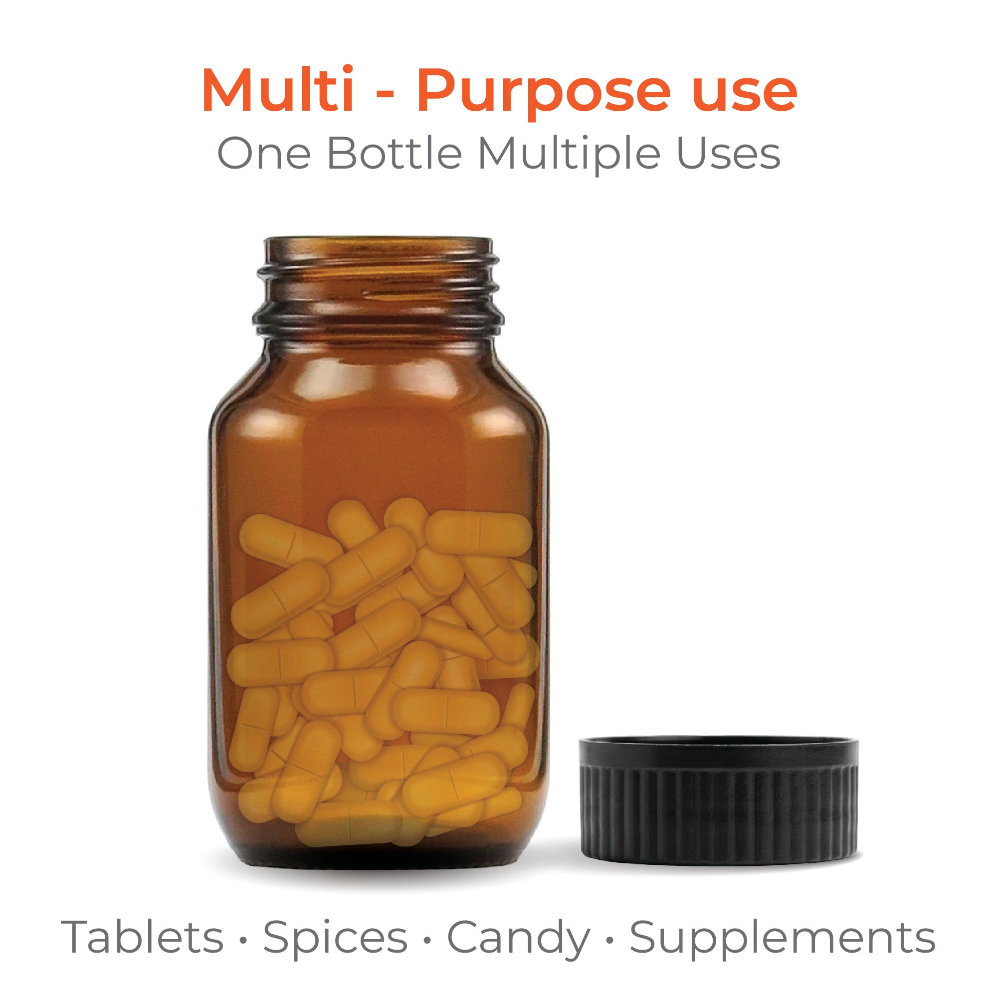 100ml Amber Glass Bottle with Black Cap