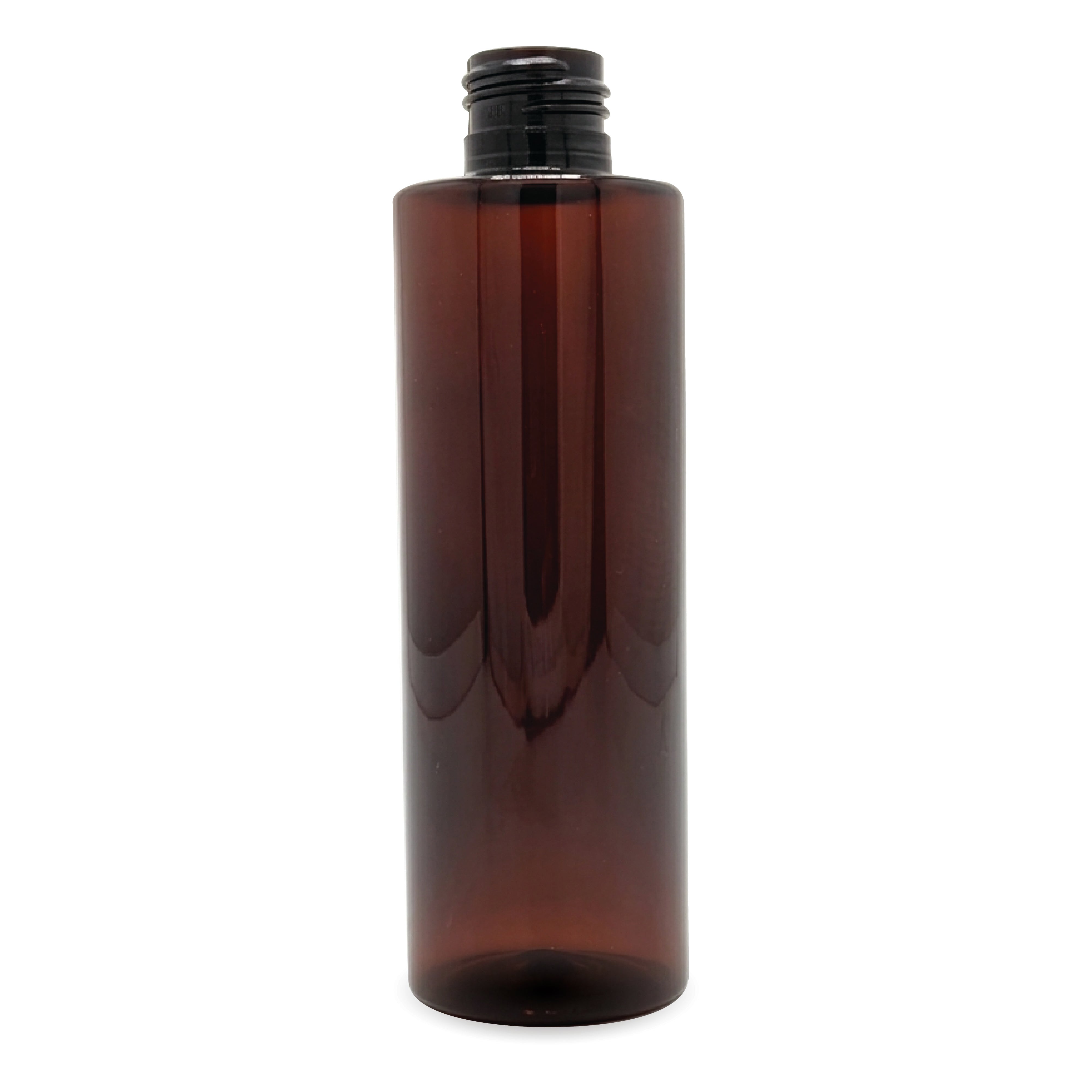 200ml Amber Pet Cylinder Round Bottle - 24mm Neck Size without Cap