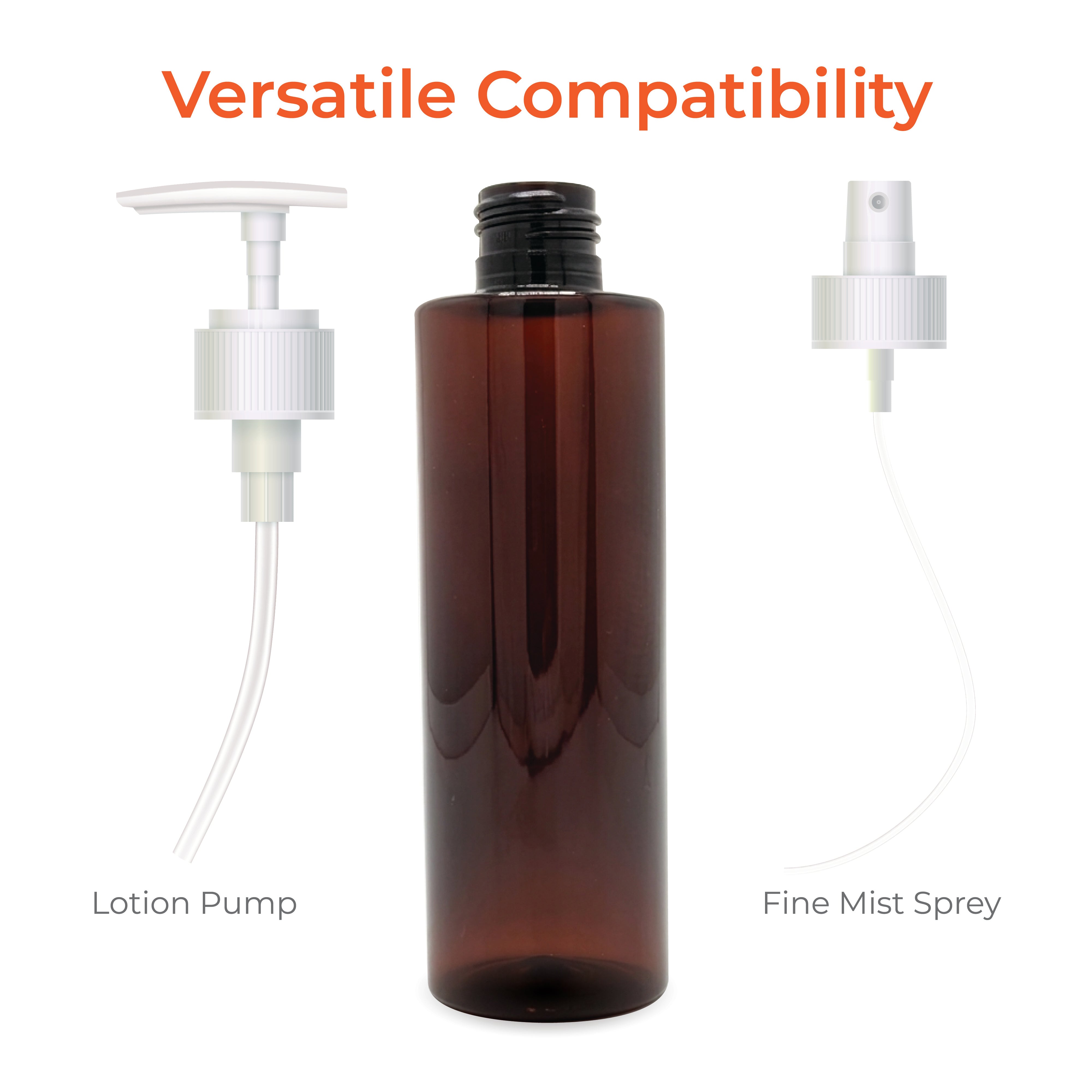 200ml Amber Pet Cylinder Round Bottle - 24mm Neck Size without Cap