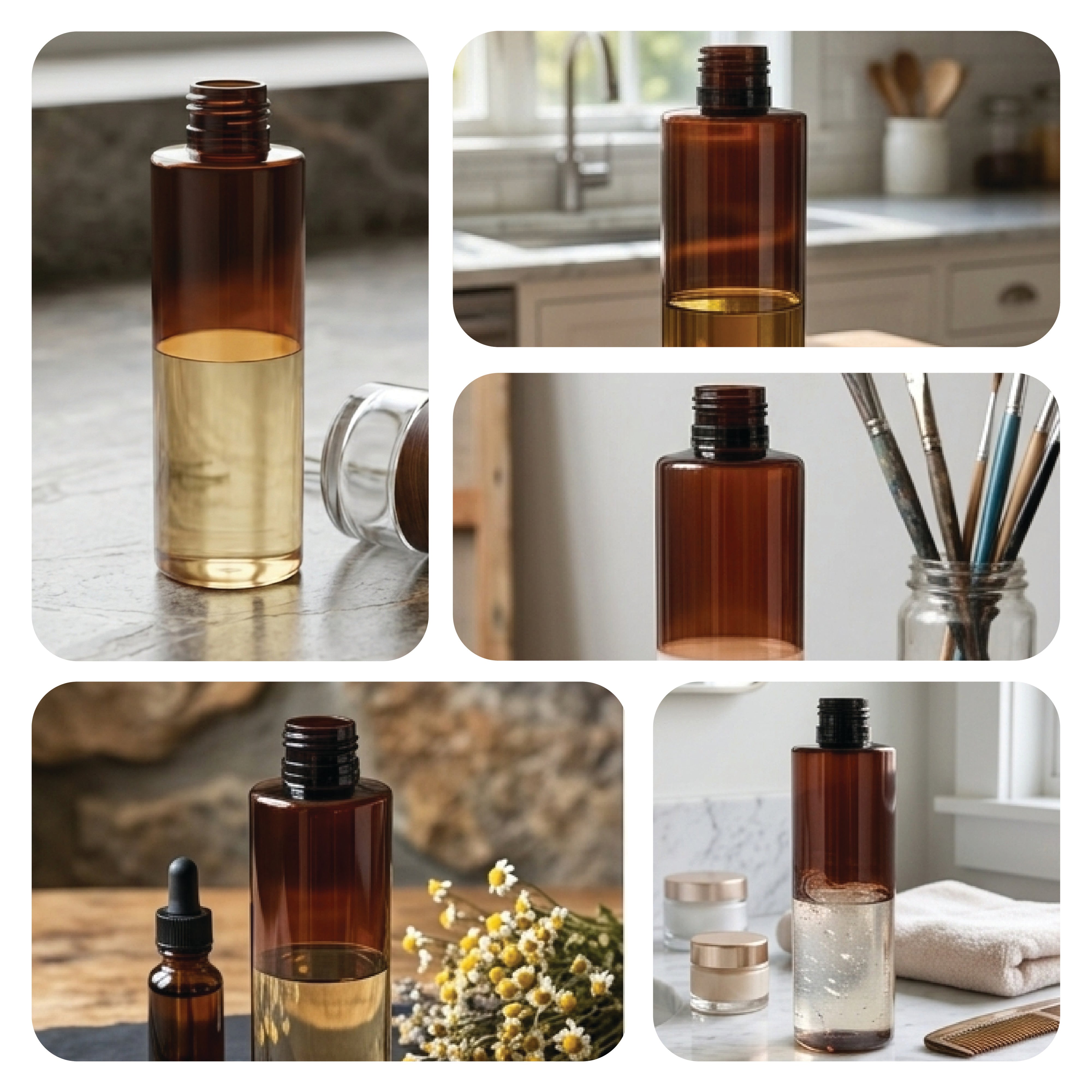200ml Amber PET Boston Round Bottle 24mm Neck