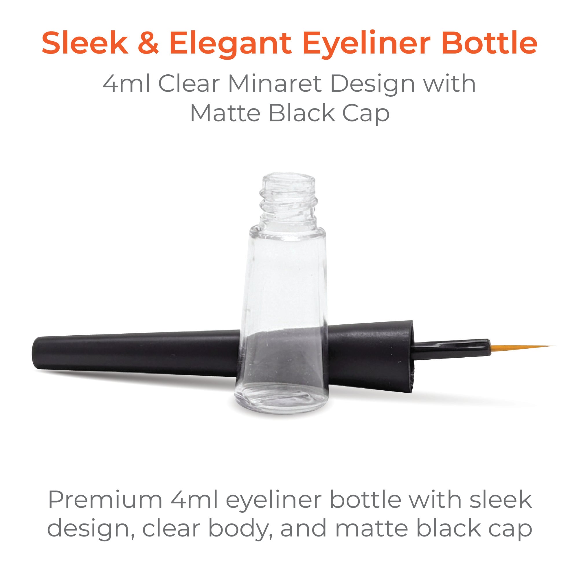 4ml Clear Eyeliner Container with Matte Black Cap