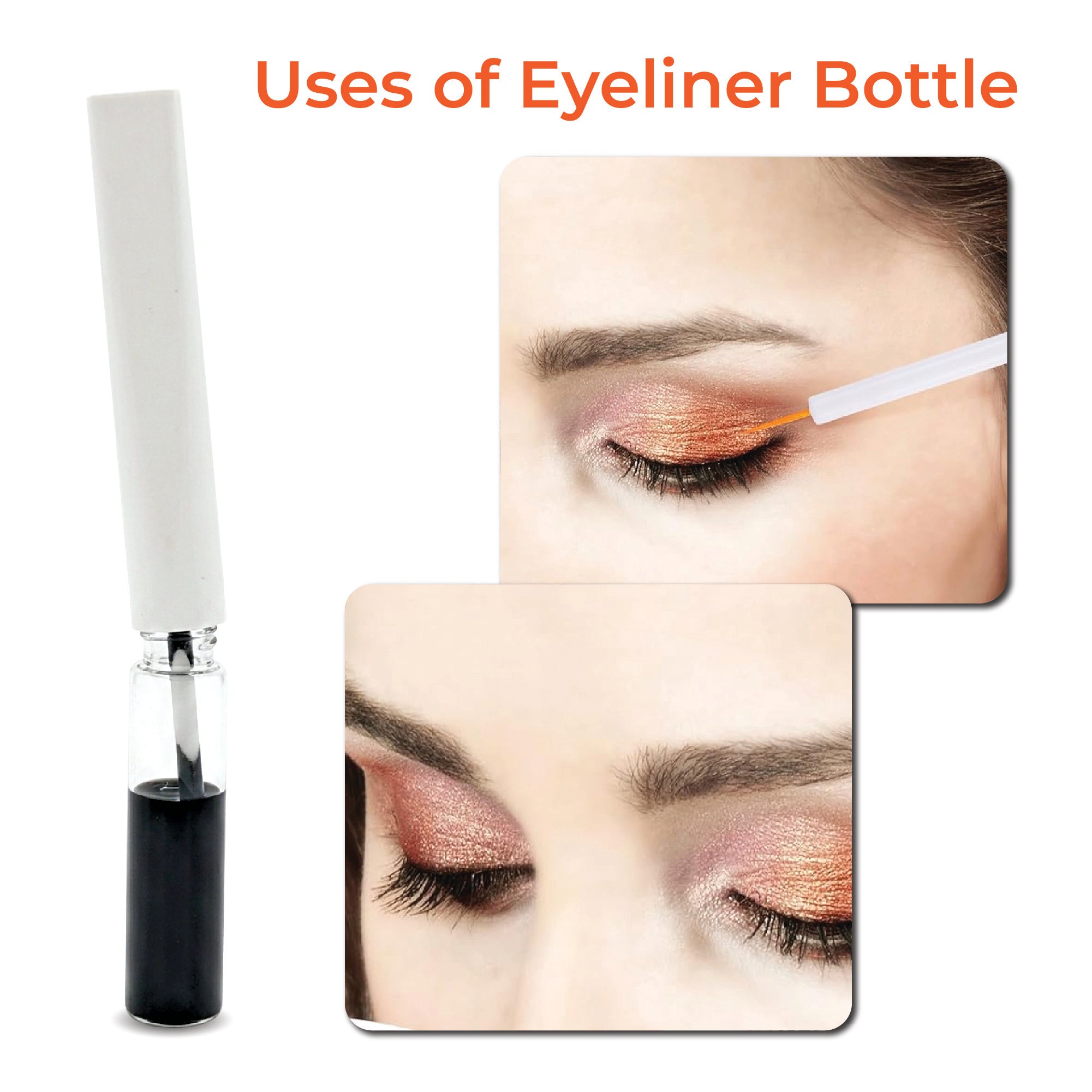 4ml Clear Round Eyeliner Bottle with Long Square White Cap