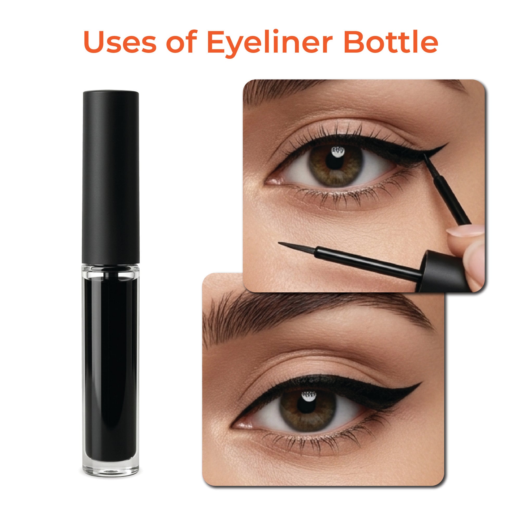 4ml Clear Round Eyeliner Bottle with Matte Black Cap