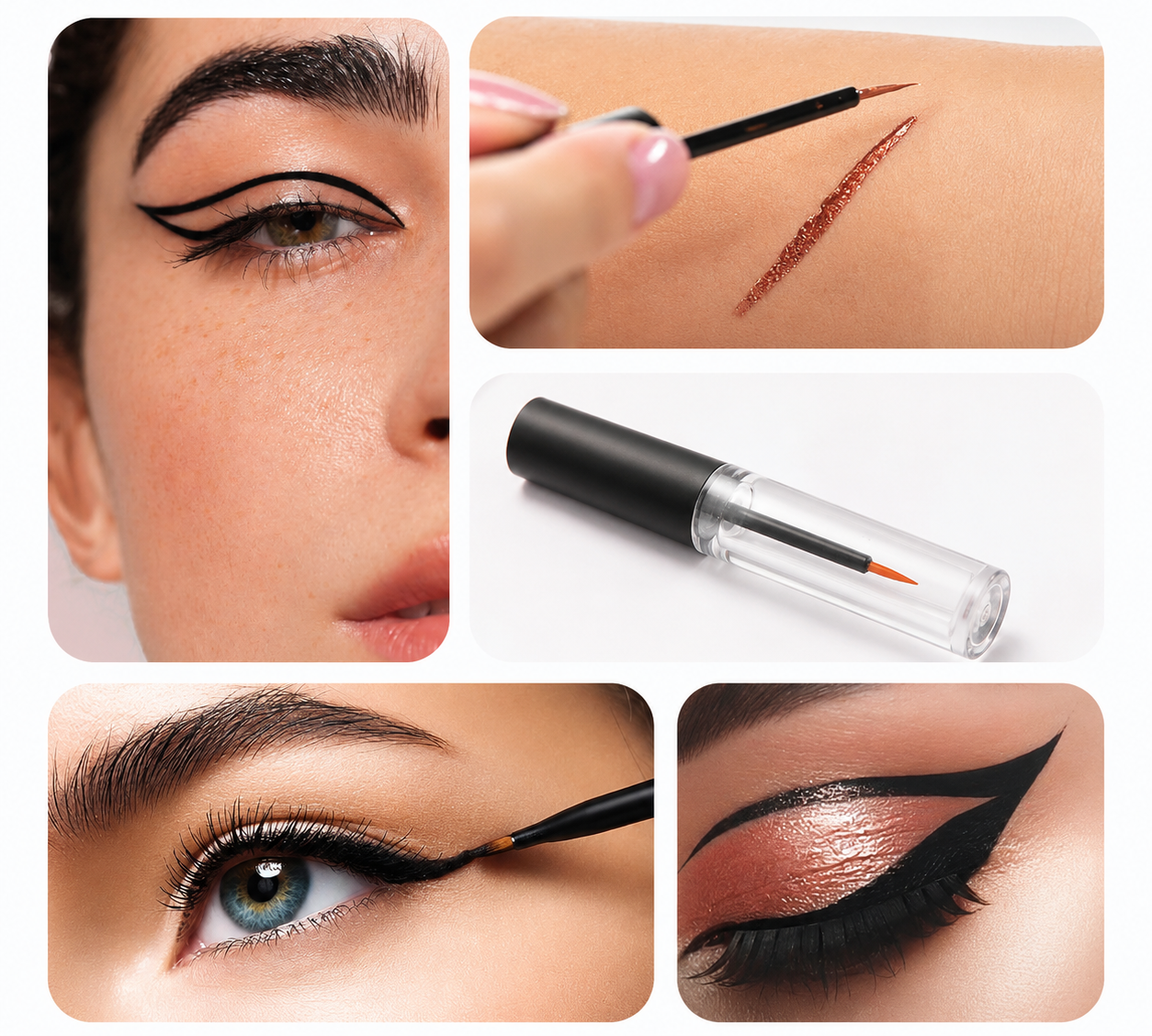 4ml Clear Round Eyeliner Bottle with Matte Black Cap