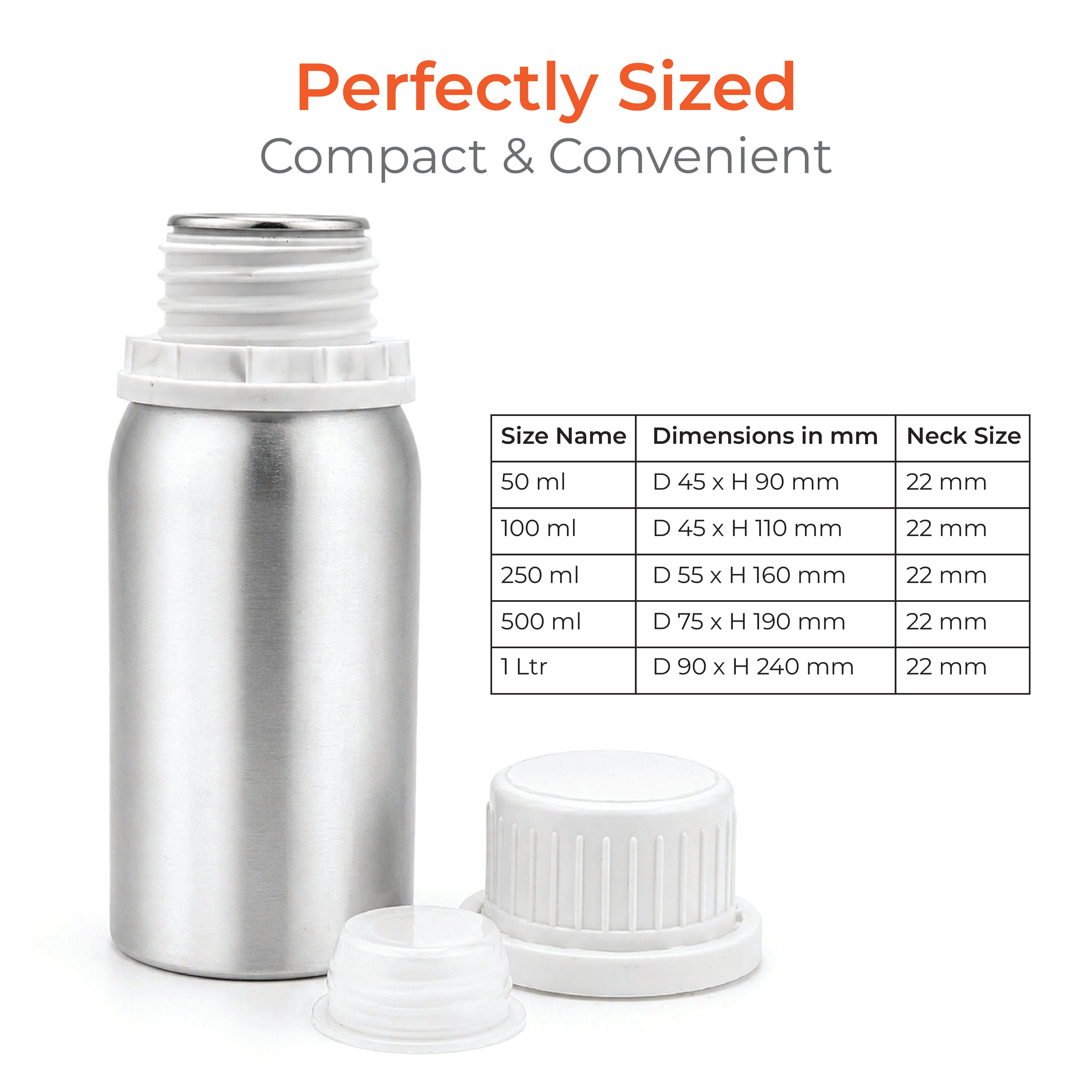 Aluminum Bottle with Cap and Inner Plug