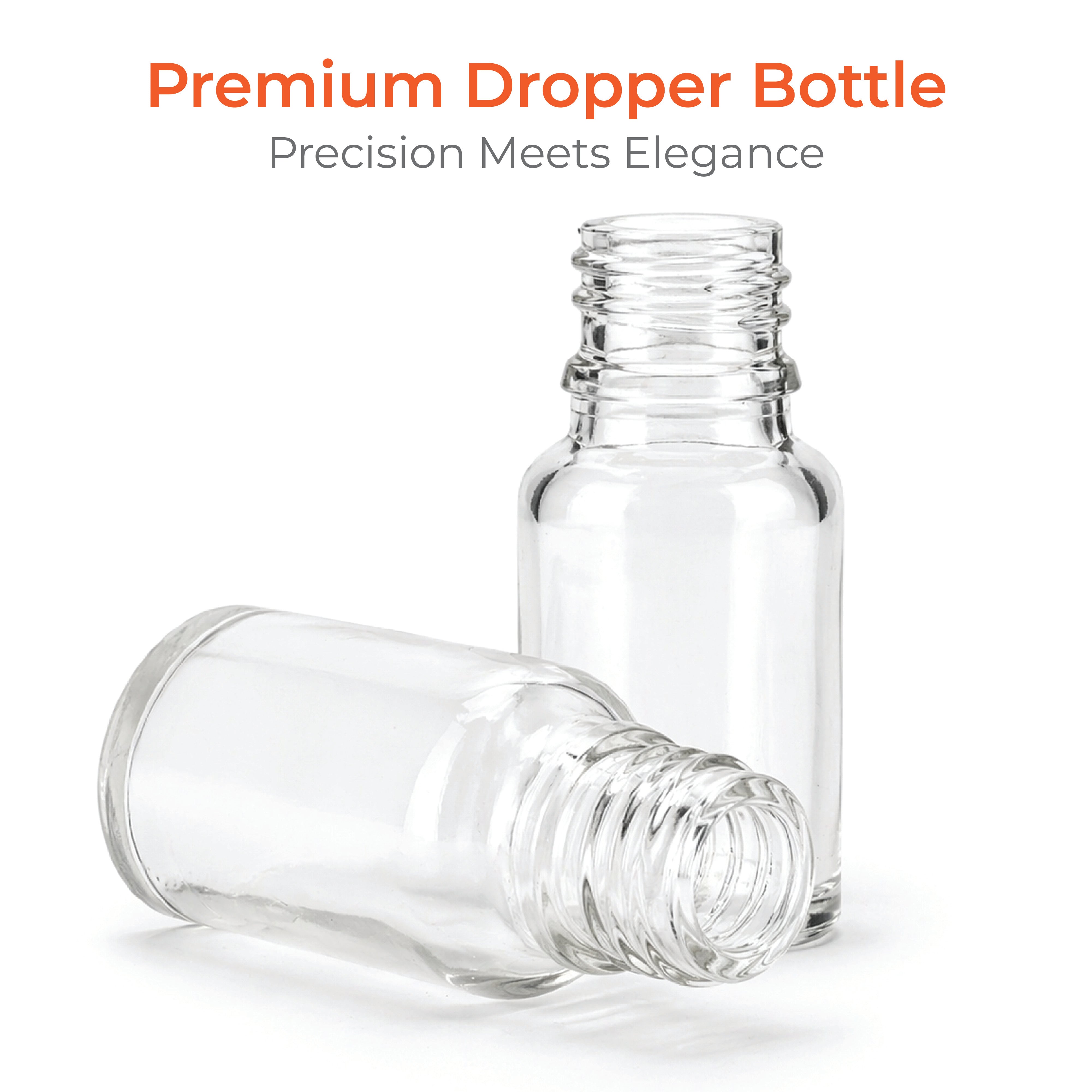 Clear Dropper Glass Bottle 18mm Neck Size