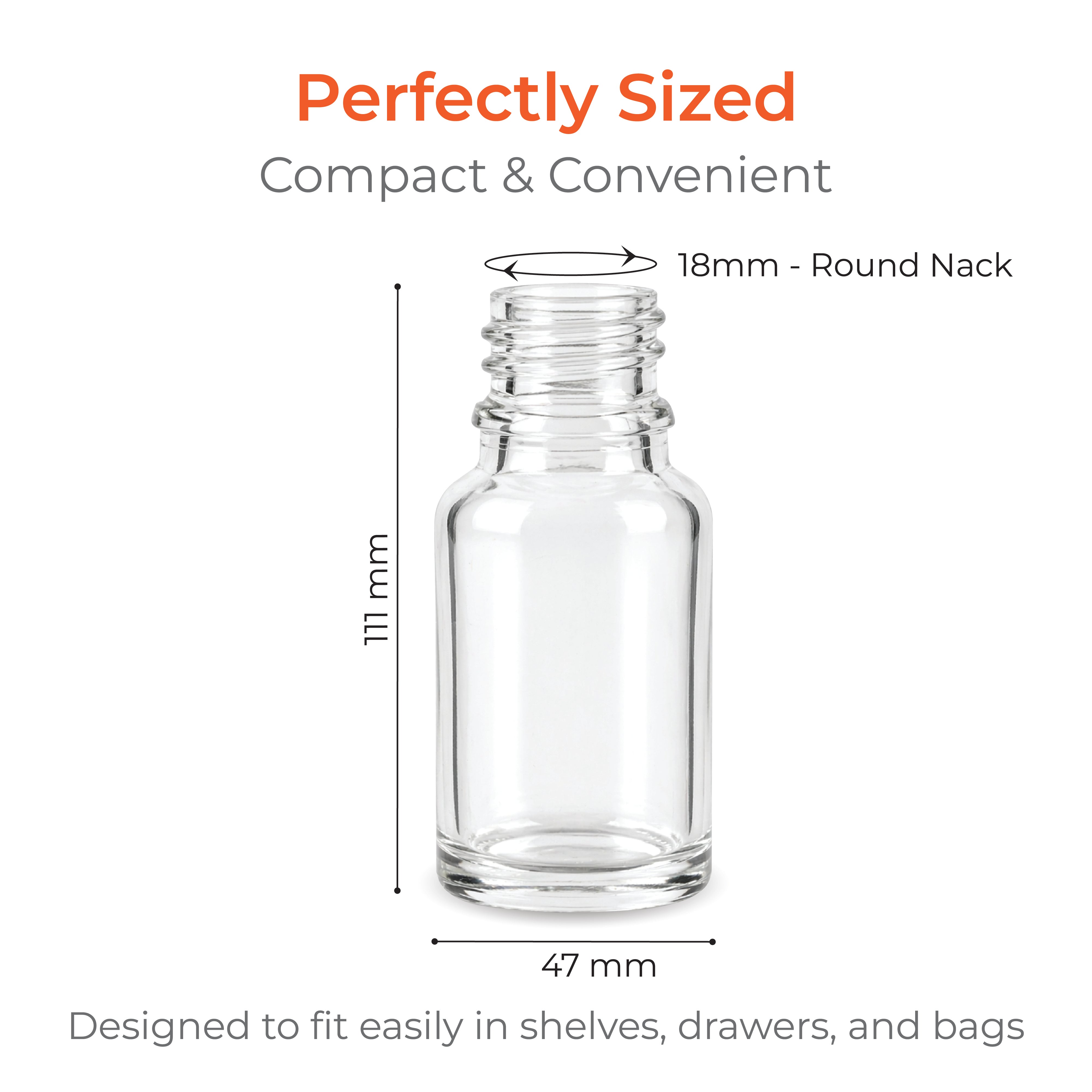 Clear Dropper Glass Bottle 18mm Neck Size
