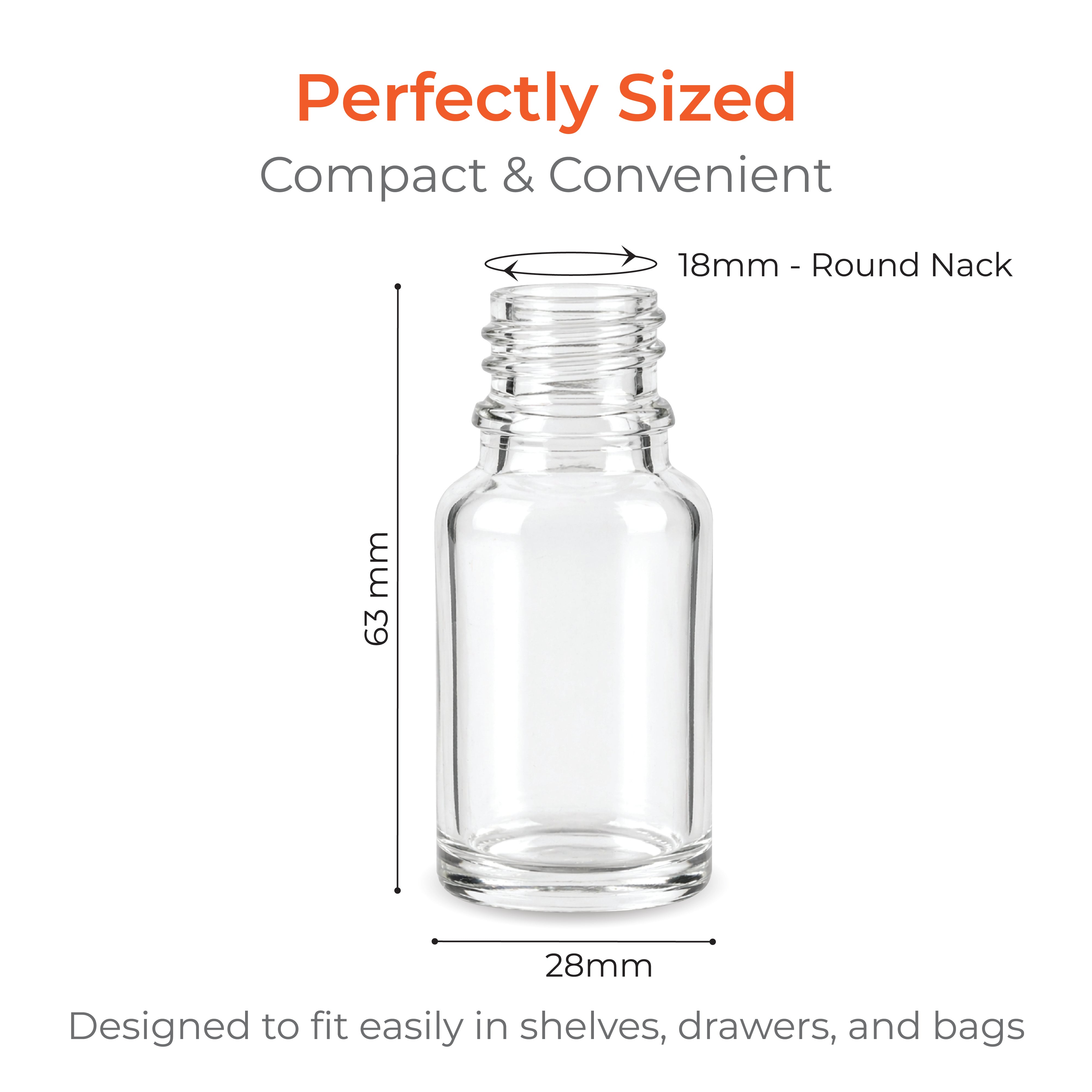 Clear Dropper Glass Bottle 18mm Neck Size