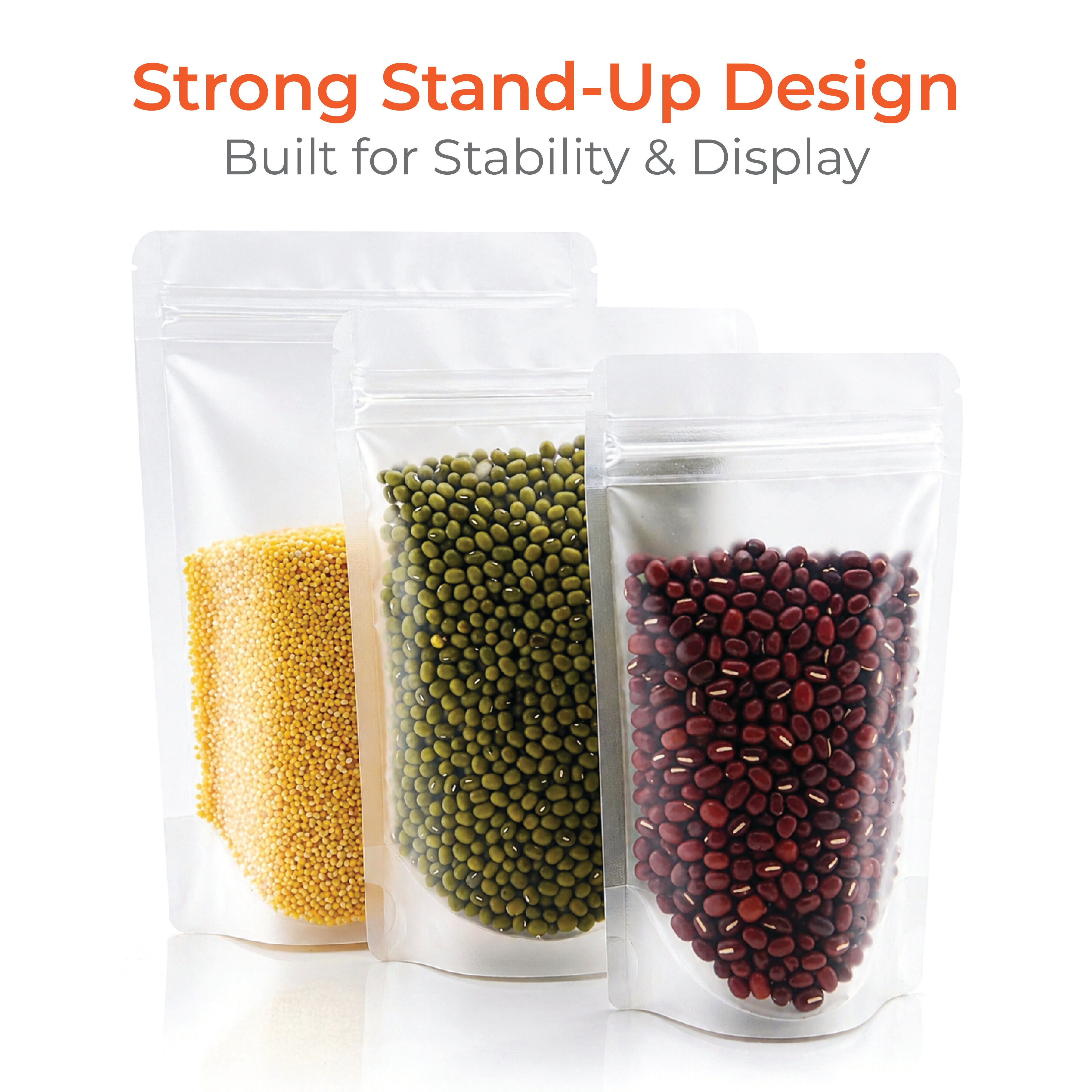 Frosted Translucent Stand Up Pouch with Zipper