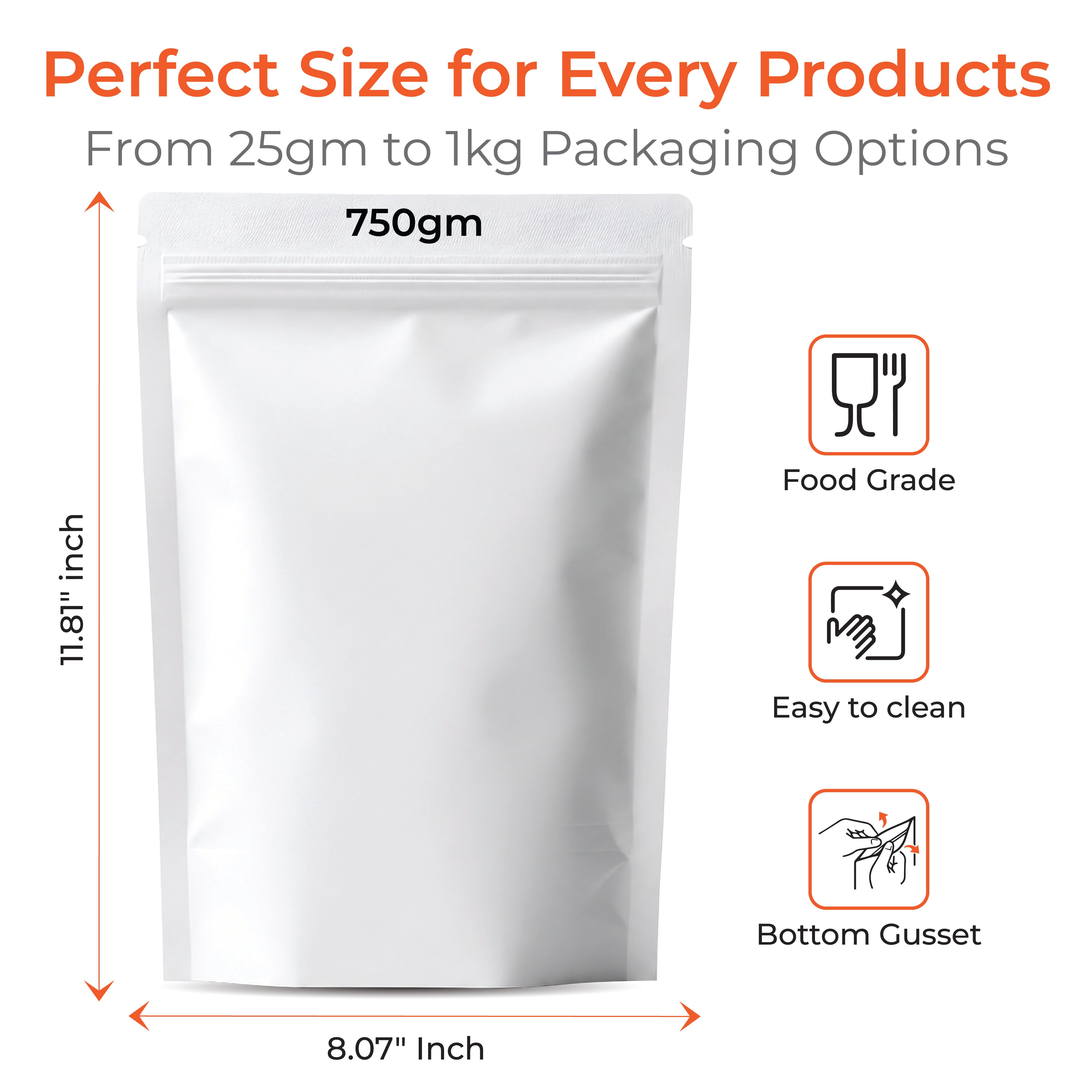 Matt Stand Up Zipper Pouch